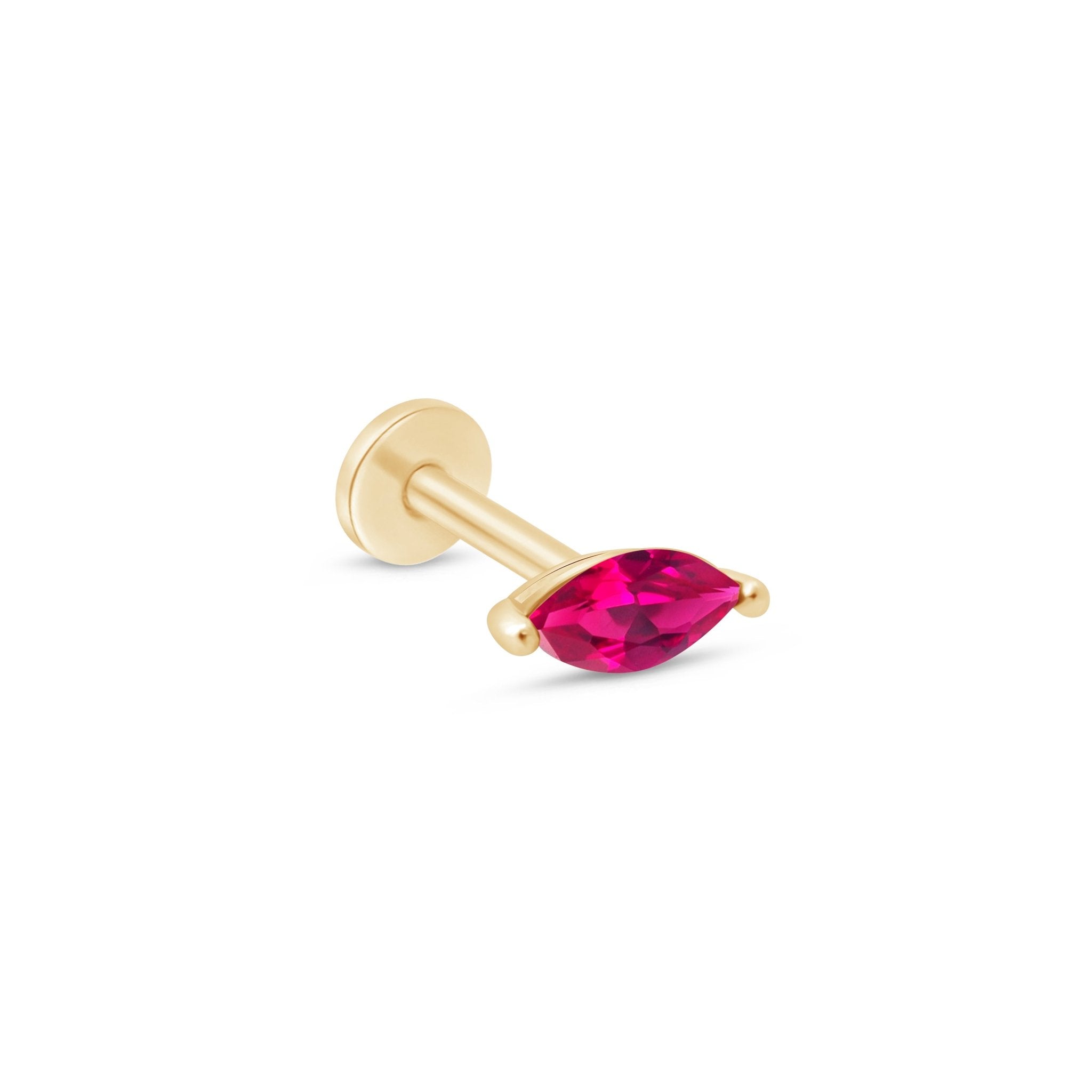14K Yellow Gold Marquise Pink Ruby Flat Back Stud Earrings for Women - Elegant Dainty Jewelry for Parties, Weddings & Everyday Wear