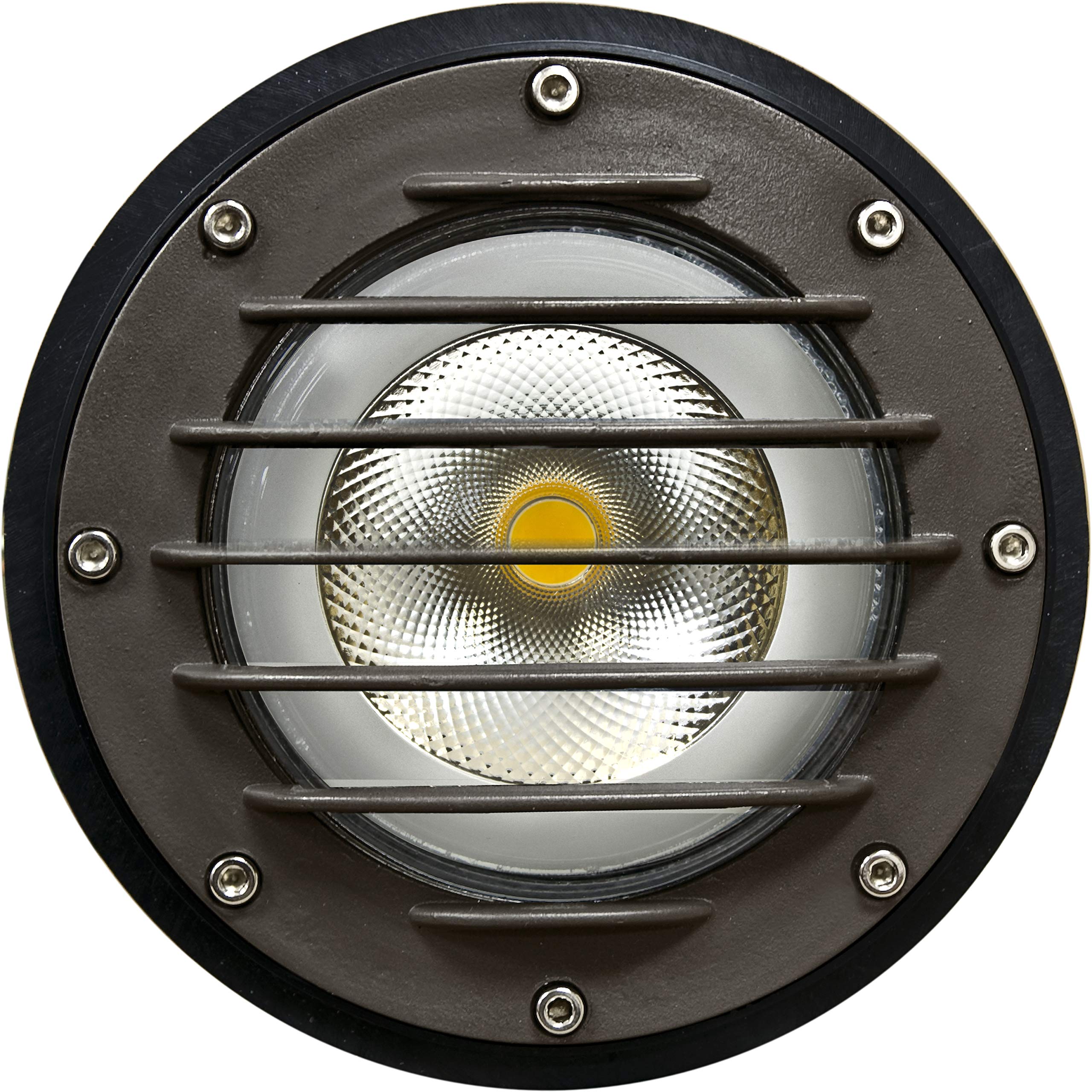 18W PAR38 LED Flood Light with Grill, 120V-277V Bronze Well Light (DW4701-LED18F-BZ) - Perfect for Landscape, Pathway, and Outdoor Architectural Lighting