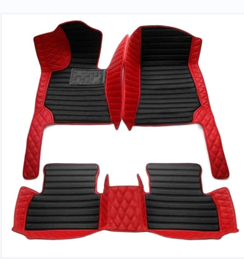 Custom 3D Car Floor Mats for Sedan, SUV & Sports Cars - Premium Artificial Leather Vehicle Mats with Black & Red Stitching | Perfect Fit for Your Car Model | Ideal for Daily Commuting, Road Trips & Car Protection