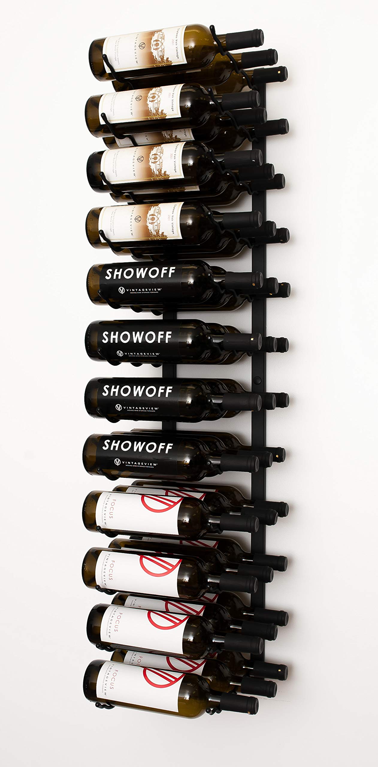 W Series 4 Wall Mounted Metal Wine Rack - Holds 36 Bottles in Matte Black | Space-Saving Wine Storage for Kitchen, Dining Room & Home Bar
