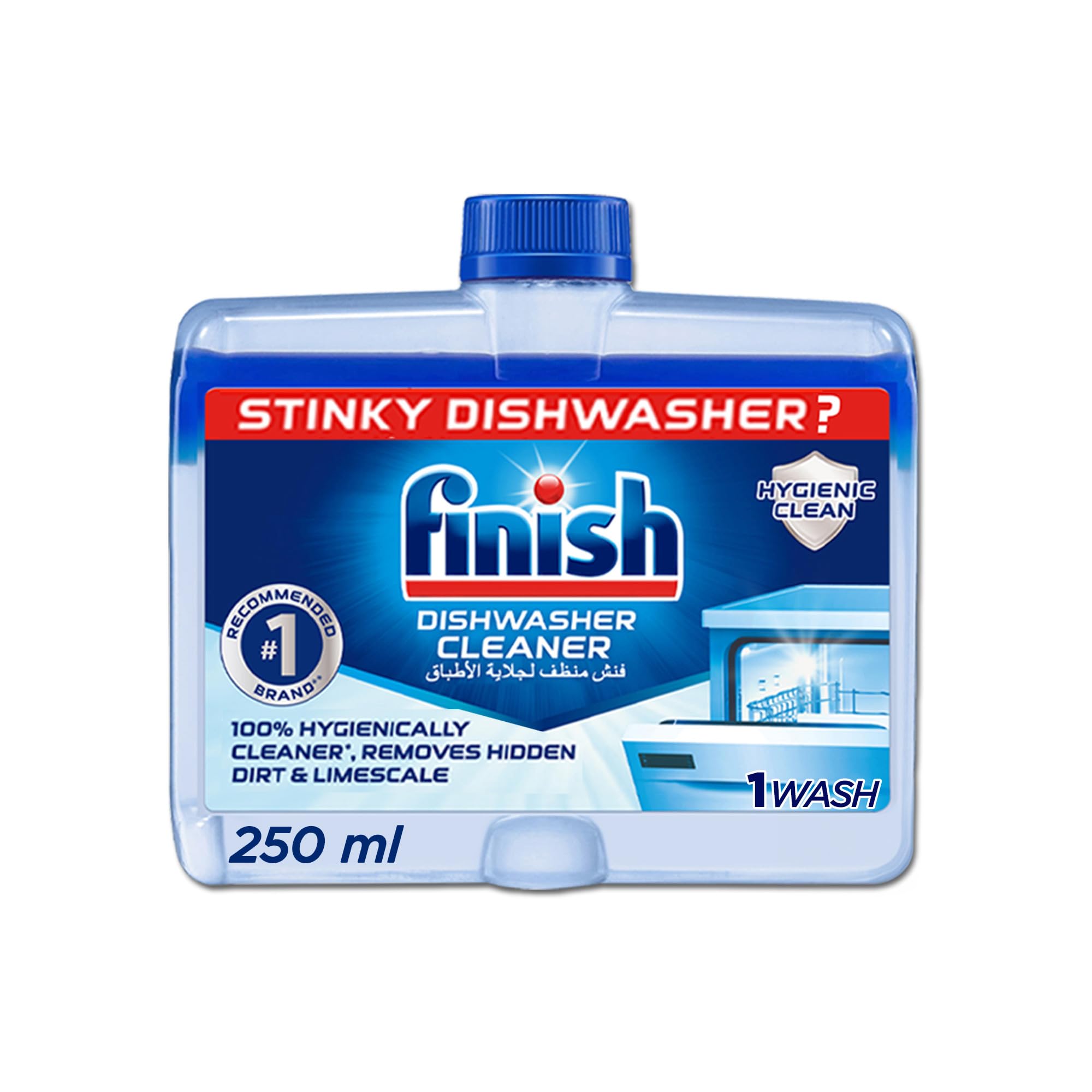 Finish Dishwasher Liquid Cleaner - 250ml | Powerful Dishwashing Detergent for Sparkling Clean Dishes | Perfect for Daily Use in Homes & Restaurants