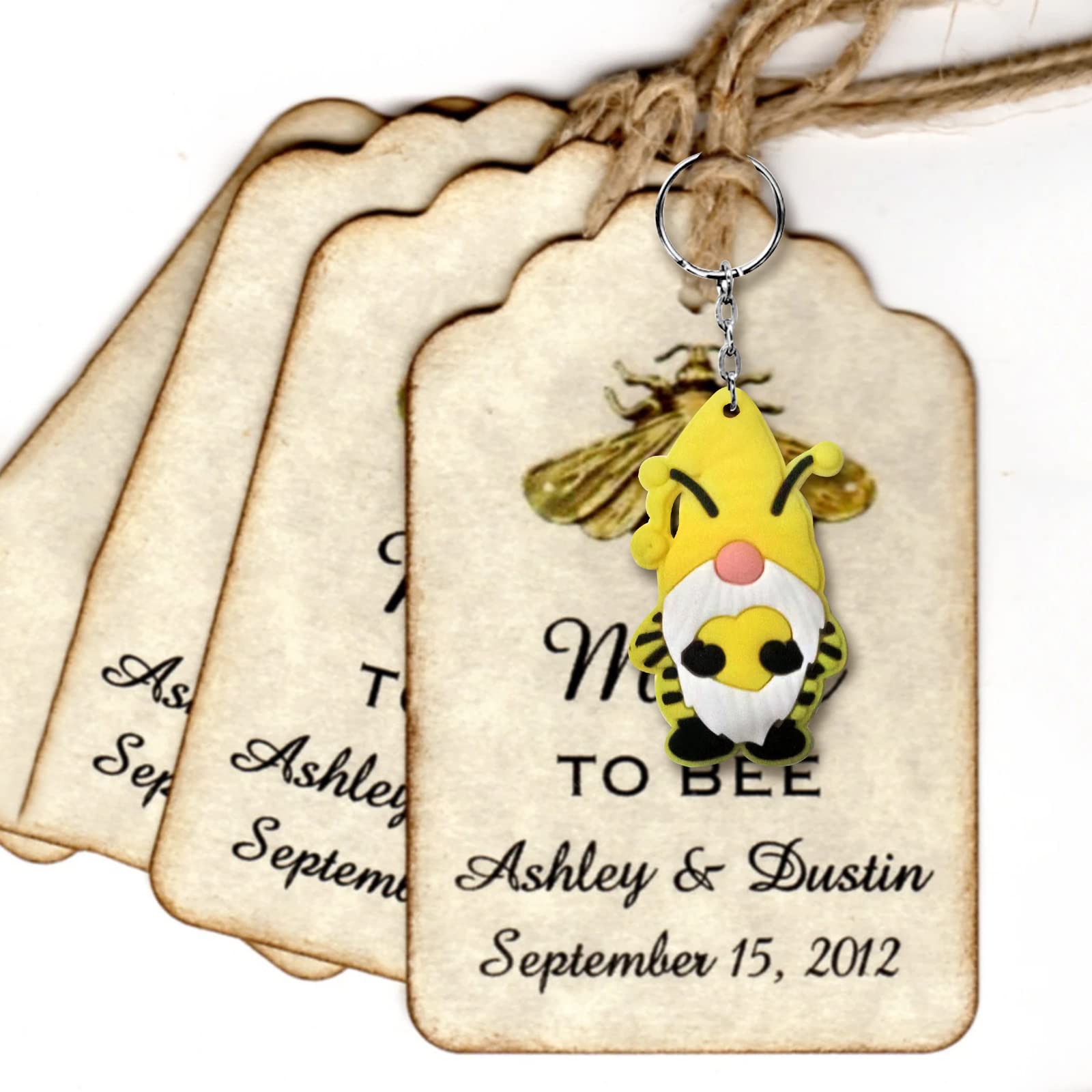 iMagitek 24 Pack Adorable Bee Gnome Keychains - Perfect for Birthday Party Favors, Baby Shower Gifts, Christmas Stocking Stuffers & DIY Craft Projects - Cute Garden-Themed Accessories for Kids & Adults
