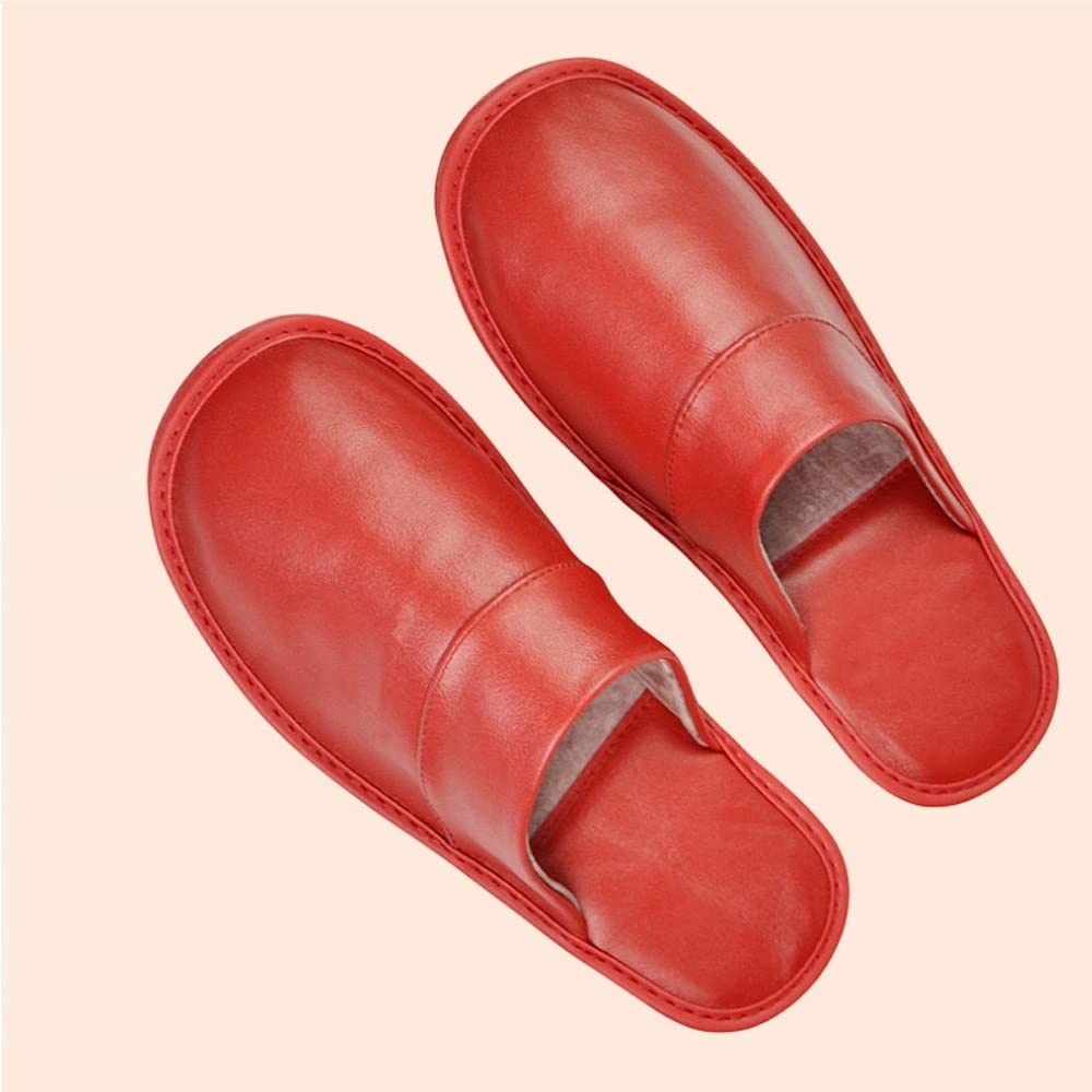 Genuine Cowhide Leather Slippers for Men & Women - Non-Slip Indoor/Outdoor House Shoes - Comfortable Home & Bedroom Slippers - Perfect for Lounging, Relaxing & Quick Errands (Color: A, Size: 45/46)