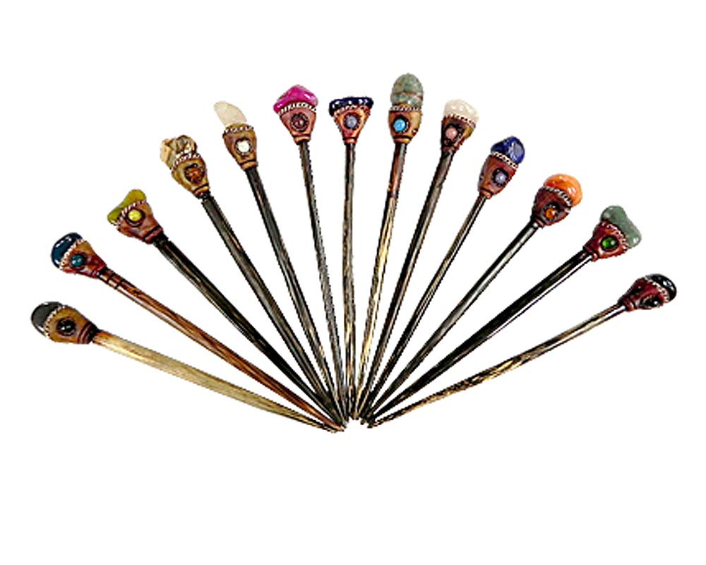 Mia Jewel Shop - 96pcs Handmade Natural Tumbled Healing Gemstone Wooden Hair Sticks for Women | Boho Hair Pins, Reiki Accessories & Fashion Gifts for Weddings, Yoga, Meditation and Daily Styling