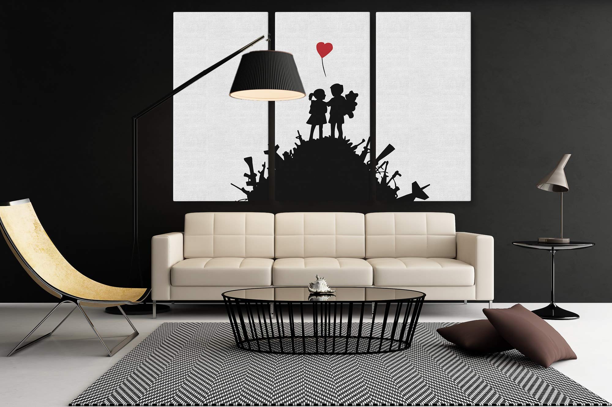 Banksy Love Street Graffiti Canvas Art Set - 3 Piece Medium Wall Decor for Living Room, Bedroom & Office | Boy Girl Urban Art Home Decor