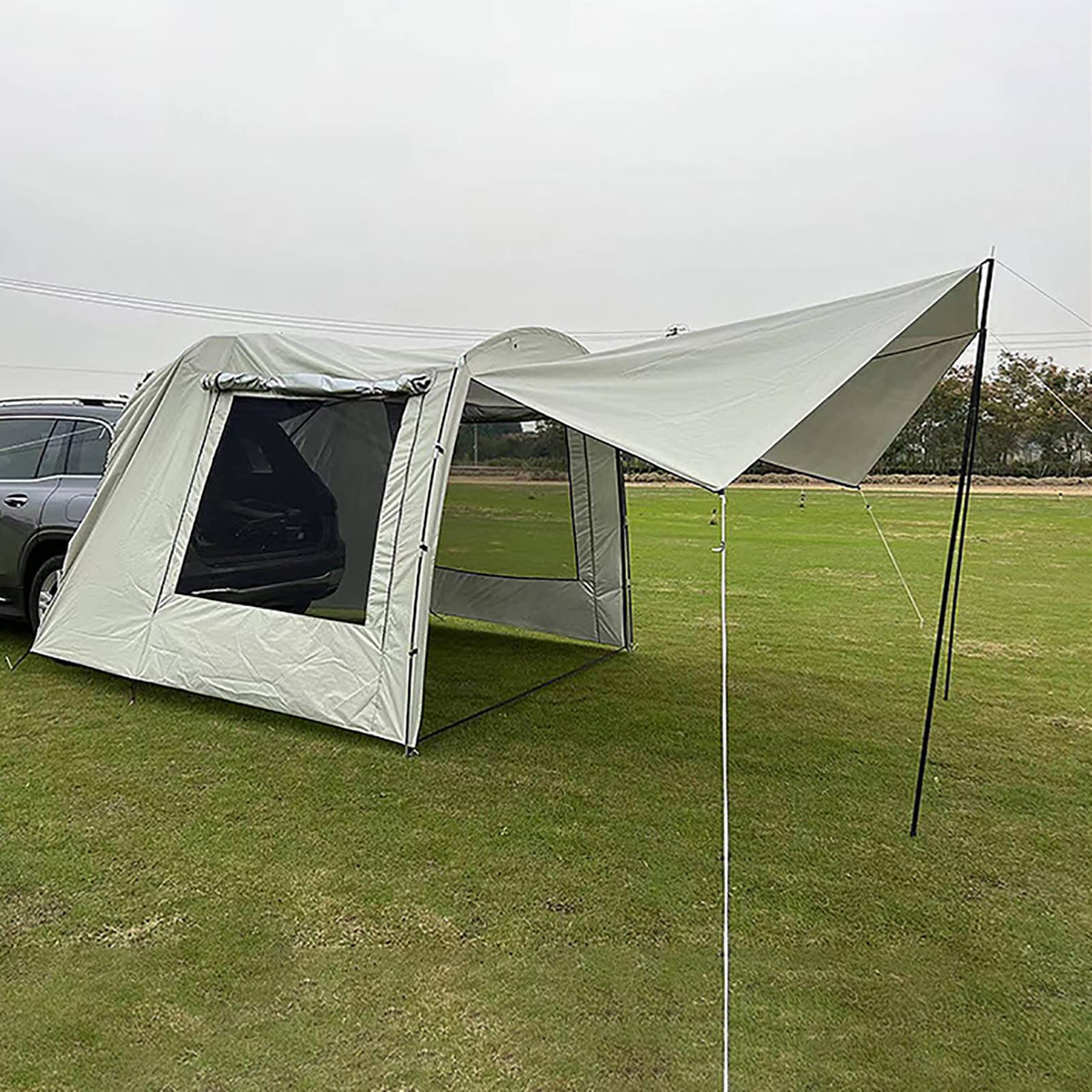 BommFu SUV Family Camping Tent with Tailgate Awning - 5-6 Person Car Tent for SUV, MPV, Hatchback, Minivan, Sedan | Perfect for Outdoor Adventures, Road Trips & Tailgating Parties