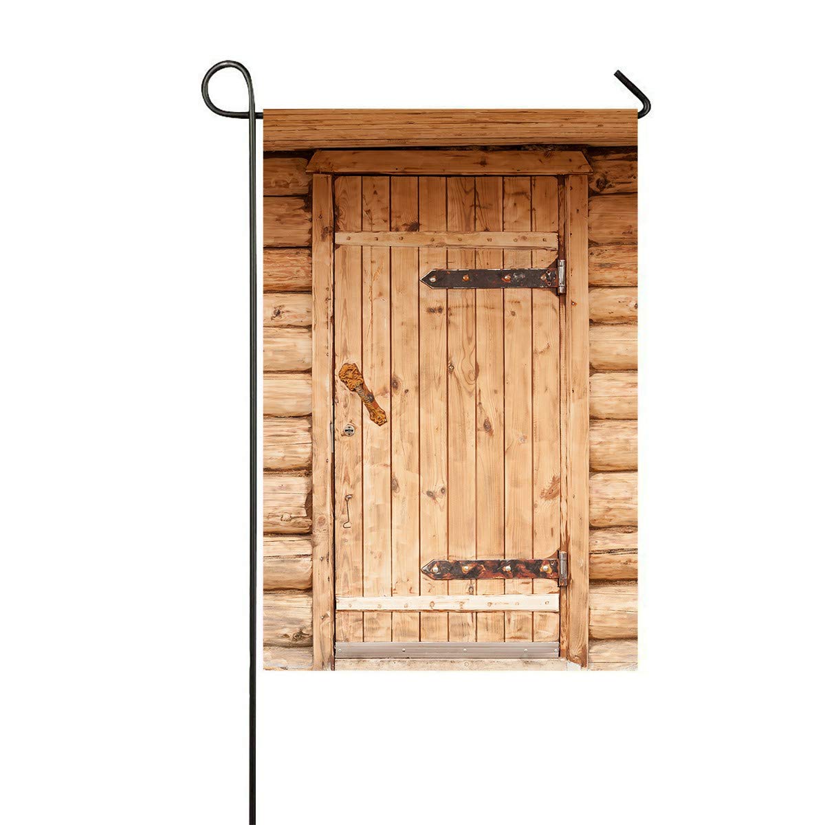 Rustic Wooden Brown Door Garden Flag - 12x18 Inch Outdoor Decorative Flag for Home, Party & Seasonal Decor | Perfect for Porch, Yard, and Patio