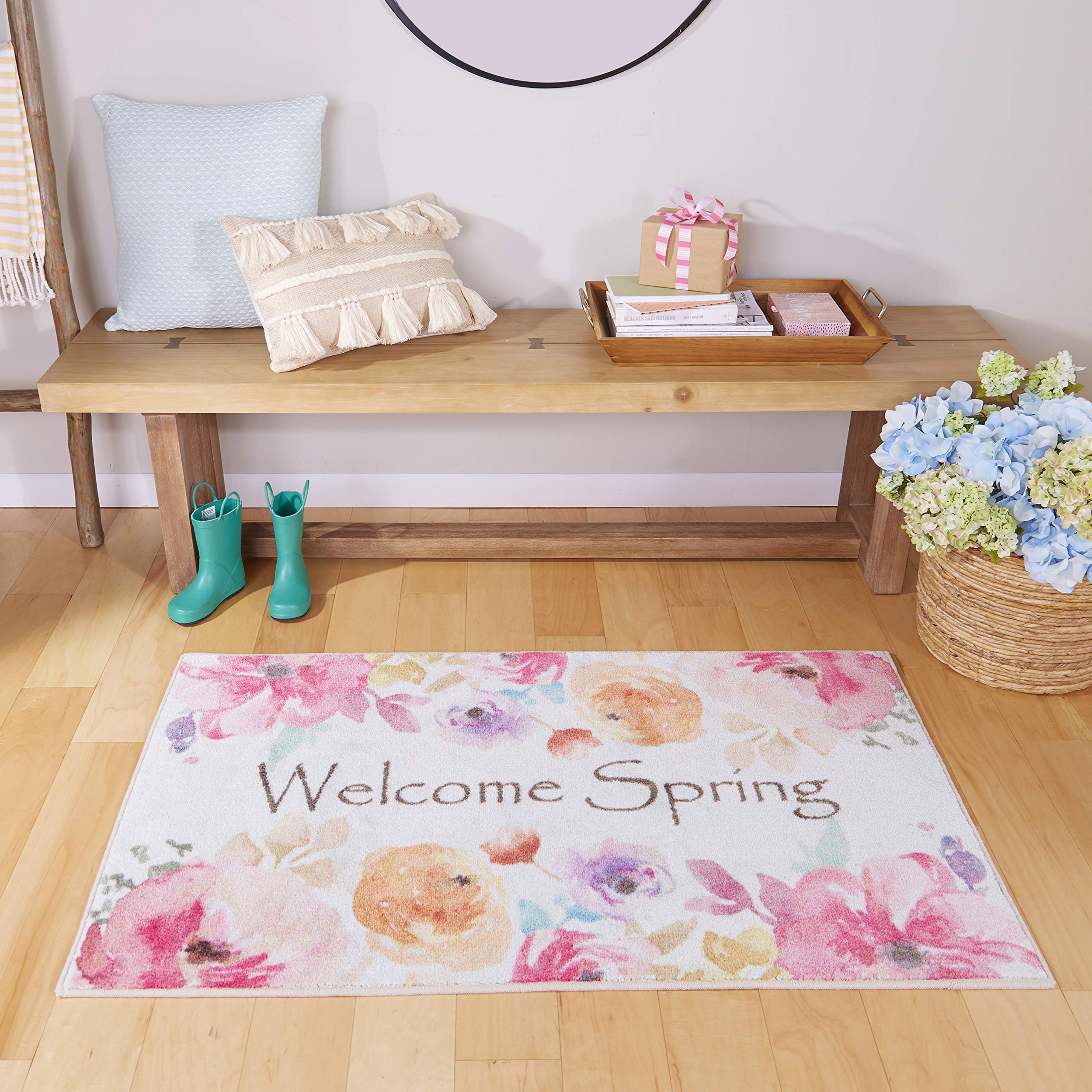 Mohawk Home Machine Washable Spring Kitchen Rug, Welcome Spring Pink 2' x 3'4