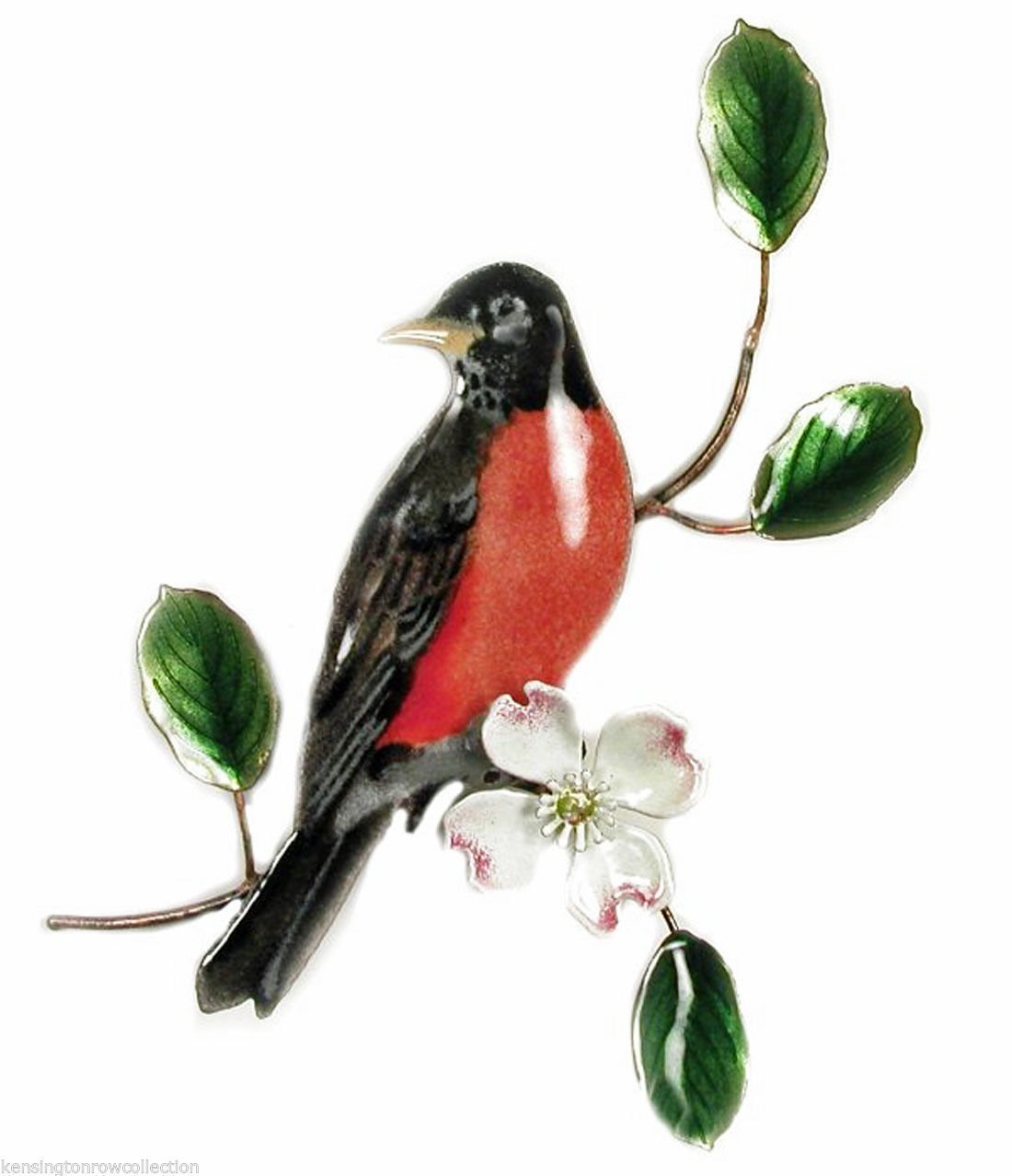 Robin on Dogwood Branch Metal Wall Sculpture - Handcrafted Wall Art Decor for Living Room, Bedroom & Office - Unique Home Decoration Gift Idea