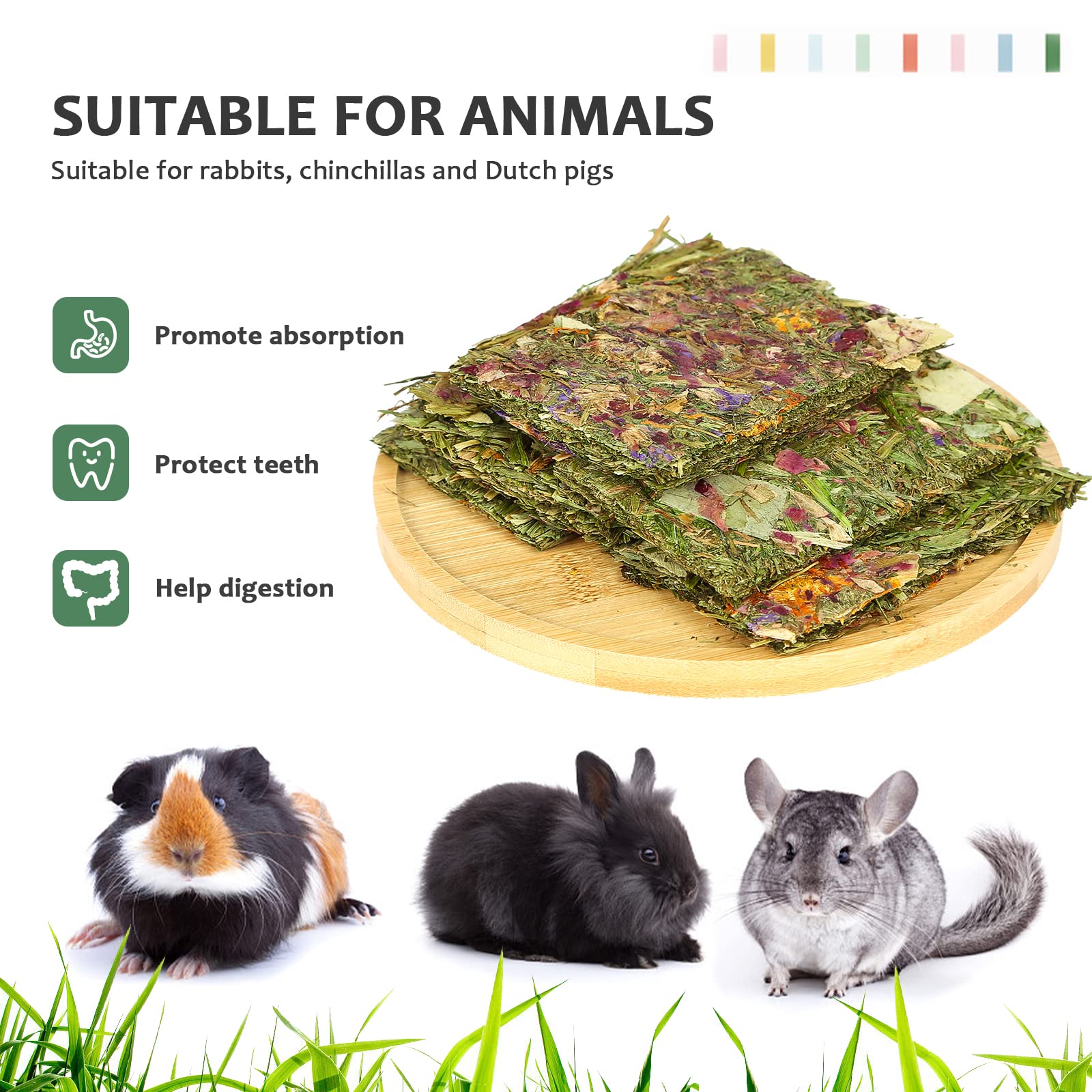 Natural Timothy Hay Chew Treats for Rabbits, Chinchillas, Guinea Pigs & Hamsters - Dental Health Small Animal Snacks - Perfect for Cage Enrichment & Chewing Instincts (5-Pack)