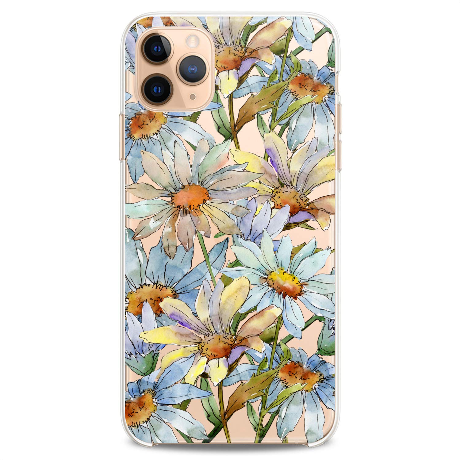 Premium Flexible TPU Phone Case for iPhone 16/15/14/13/12/11 Pro Max/Plus/Mini/XS/XR/X/8+/7/6/5/SE - Cute Floral Daisy Design Slim Clear Silicone Cover for Women & Girls - Perfect for Everyday Protection & Stylish Outfits