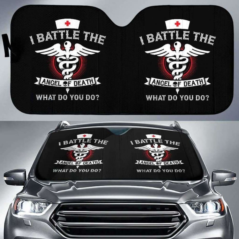Angel of Death Nurse Car Sun Shade - UV Protection & Heat Reduction for Vehicles - Perfect for Summer Driving & Parking