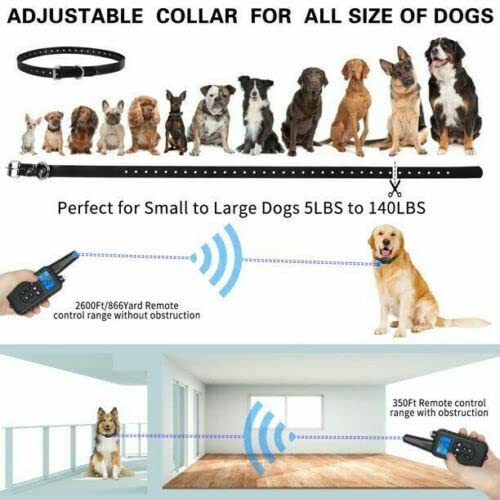 Waterproof Dog Training Collar - Shock & Vibration Remote Control for Small Medium Large Dogs - Adjustable & Rechargeable for Outdoor Walking Hunting Swimming