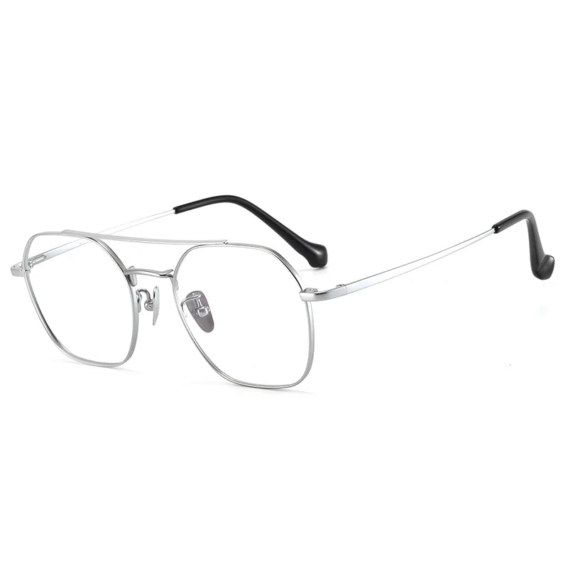 Bclear Unisex Full Rim Oval Titanium Double Bridge Eyeglasses 86677 - Lightweight Durable Frame for Work, Reading & Everyday Use