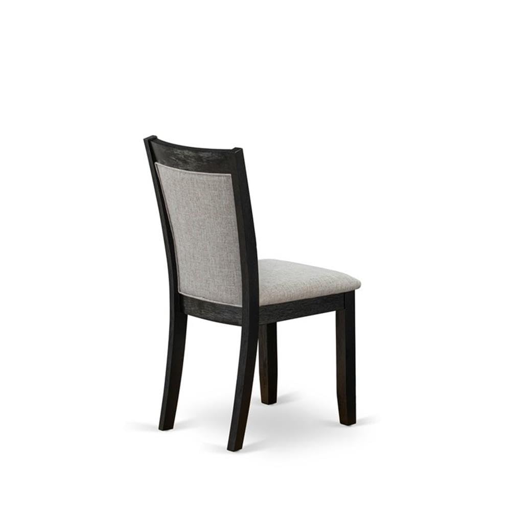 Modern 3-Piece Round Wooden Dining Table Set with Drop Leaf & 2 Linen Fabric Parsons Chairs - 42x42 Inch, Wirebrushed Black - Perfect for Small Spaces, Breakfast Nooks & Cozy Apartments