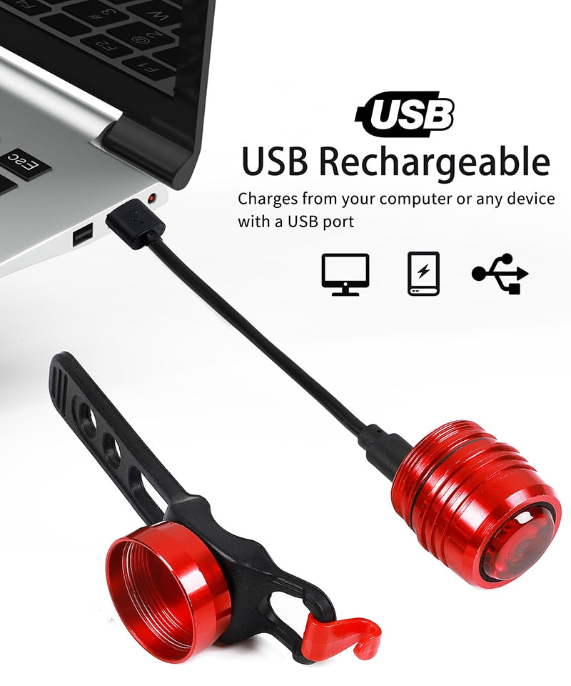 USB Rechargeable Bike Light - Waterproof Bicycle Headlight & Taillight with Safety Warning Flash for Night Cycling, Running, and Helmet Mount - Perfect for Commuting, Trail Riding, and Outdoor Adventures