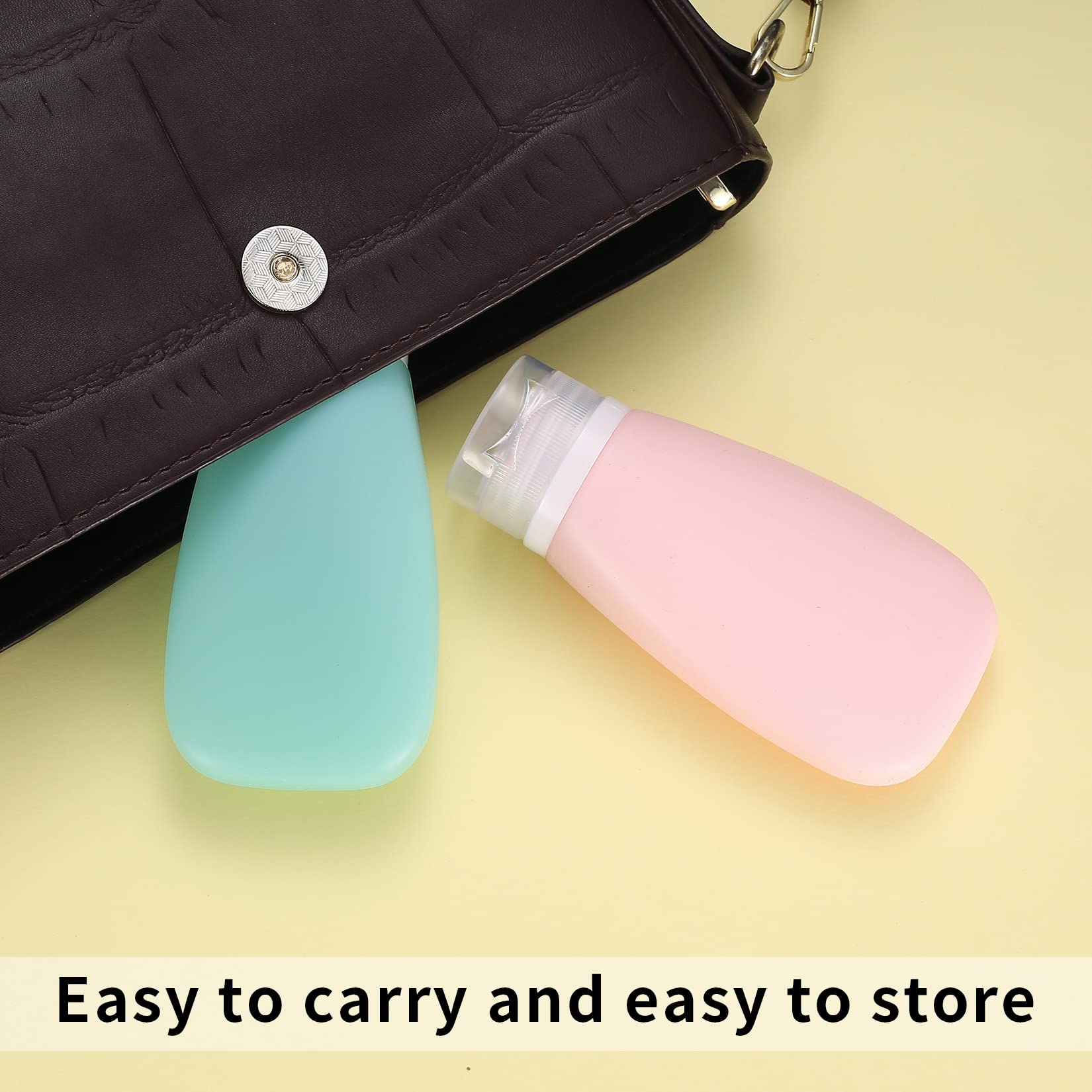 4PCS 90ml Silicone Travel Bottles - Leak Proof & Refillable Toiletry Containers for Shampoo, Lotion & Soap (Pink, Green, White, Gray) - Perfect for Air Travel, Gym Bag & Vacation Essentials