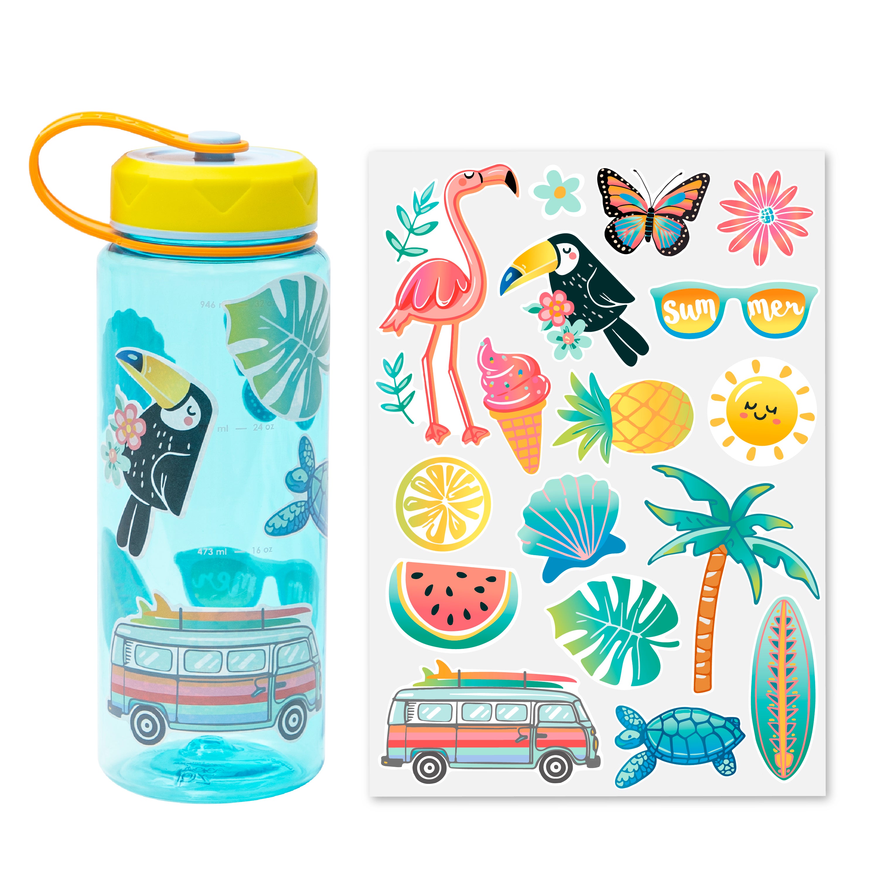 36oz HydroPop Insulated Water Bottle with Leak-Proof Lid, Carry Strap & Measurement Markings - BPA-Free, Keeps Drinks Cold for 24 Hours - Perfect for Gym, Hiking & Outdoor Activities (Blue)
