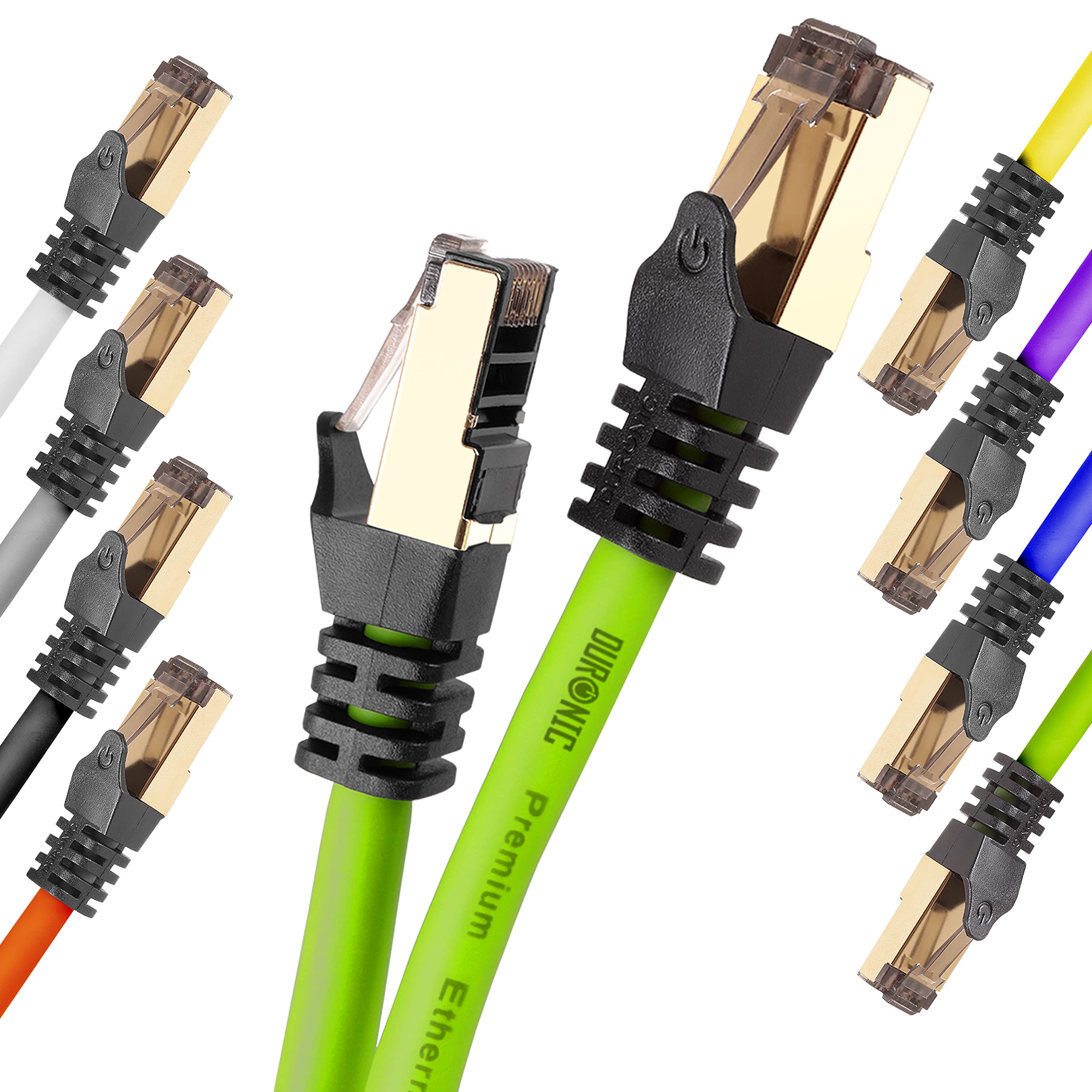 Duronic CAT 8 Ethernet Cable 2M (6.6ft) High Speed 40Gbps 2000MHz Shielded Network Cable - Snagless RJ45 Connector for Gaming, Streaming & Home Office - SFTP Patch Cord for Fast Data Transfer