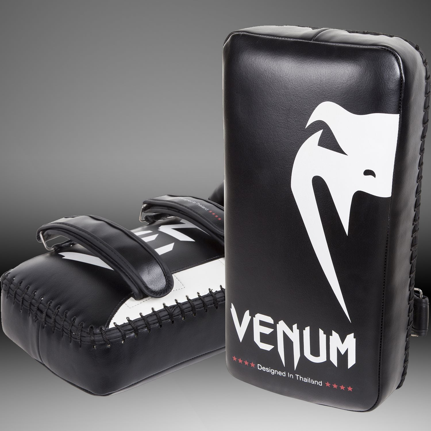 Venum Giant Kick Pads - Black/Ice (Pair) - Premium MMA Training Equipment for Muay Thai, Kickboxing & Martial Arts Practice