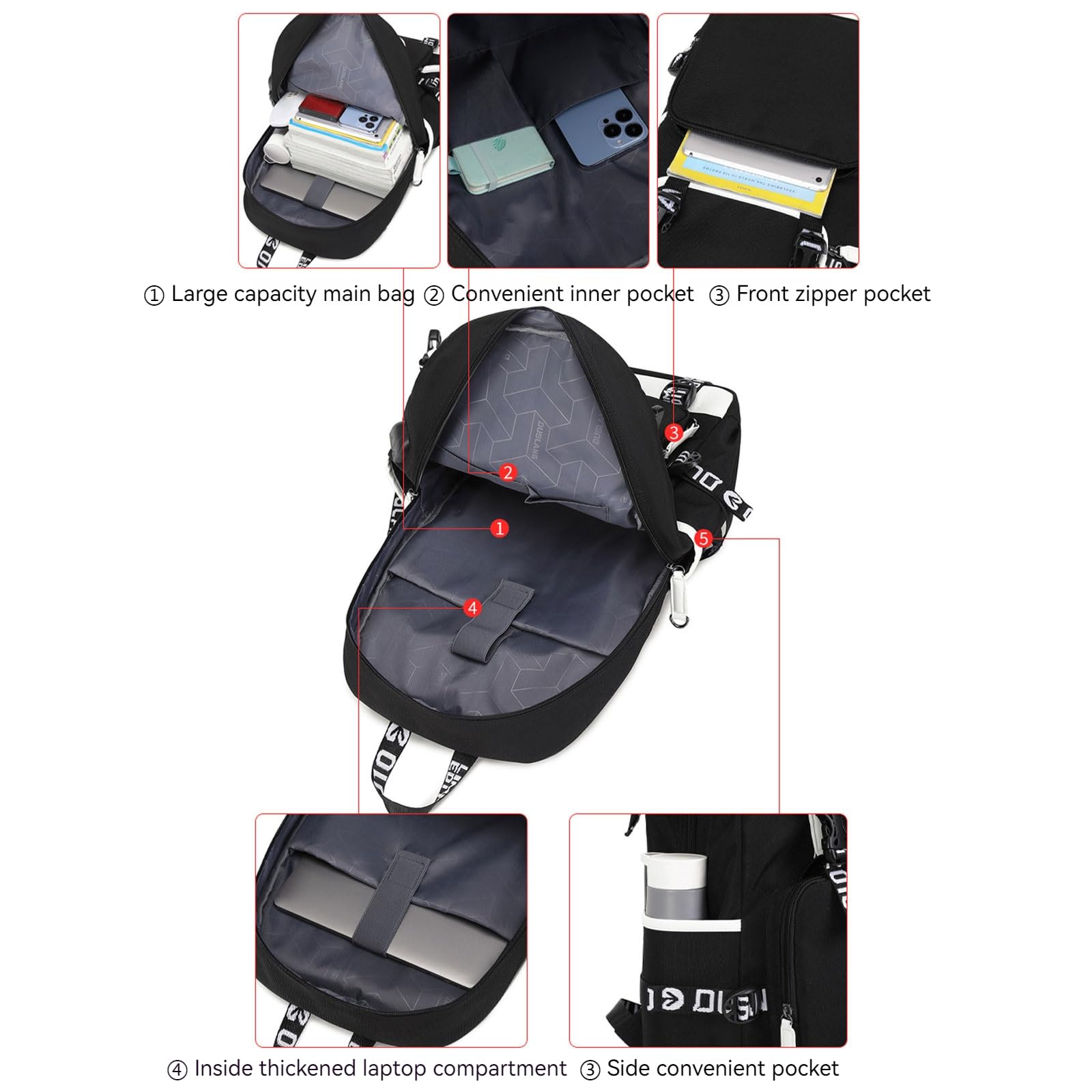 Large Capacity Waterproof Kids Backpack with USB Charging Port - Durable School Backpack for Girls (Black) | Perfect for School, Travel & Daily Use