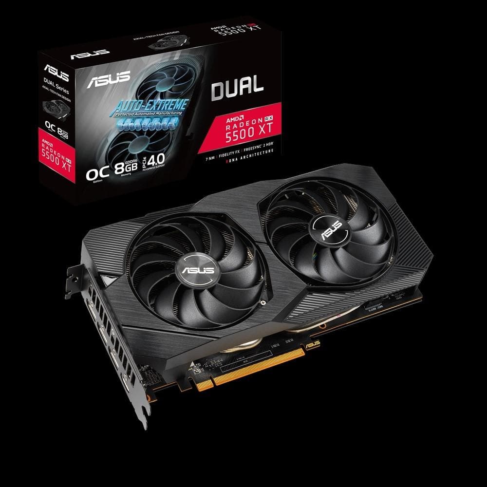 ASUS DUAL RX5500XT O8G EVO Gaming Graphics Card 8GB GDDR6 - 3 Year Warranty - Perfect for 1080p Gaming, Video Editing & Streaming