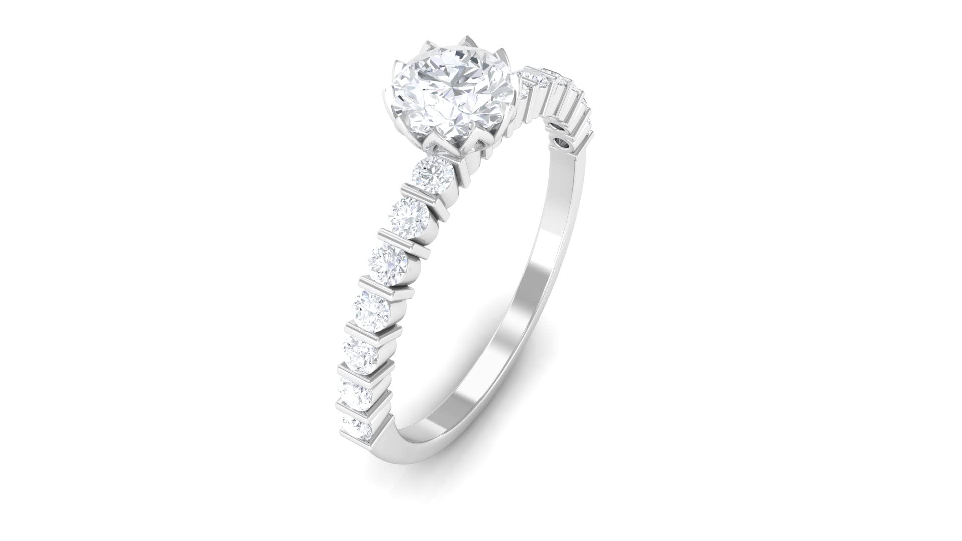 1 CT Certified Moissanite Solitaire Ring for Women - 14K Solid Gold White Moissanite Engagement Ring with Side Stones | Perfect for Proposals, Weddings & Anniversary Gifts