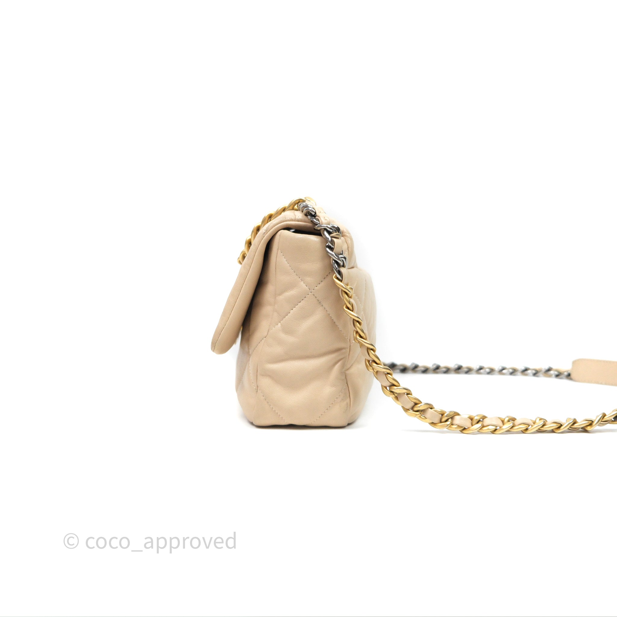 Chanel 19 Small Beige Mixed Hardware Flap Bag - Luxury Designer Handbag for Women | Perfect for Everyday Use, Work & Special Occasions