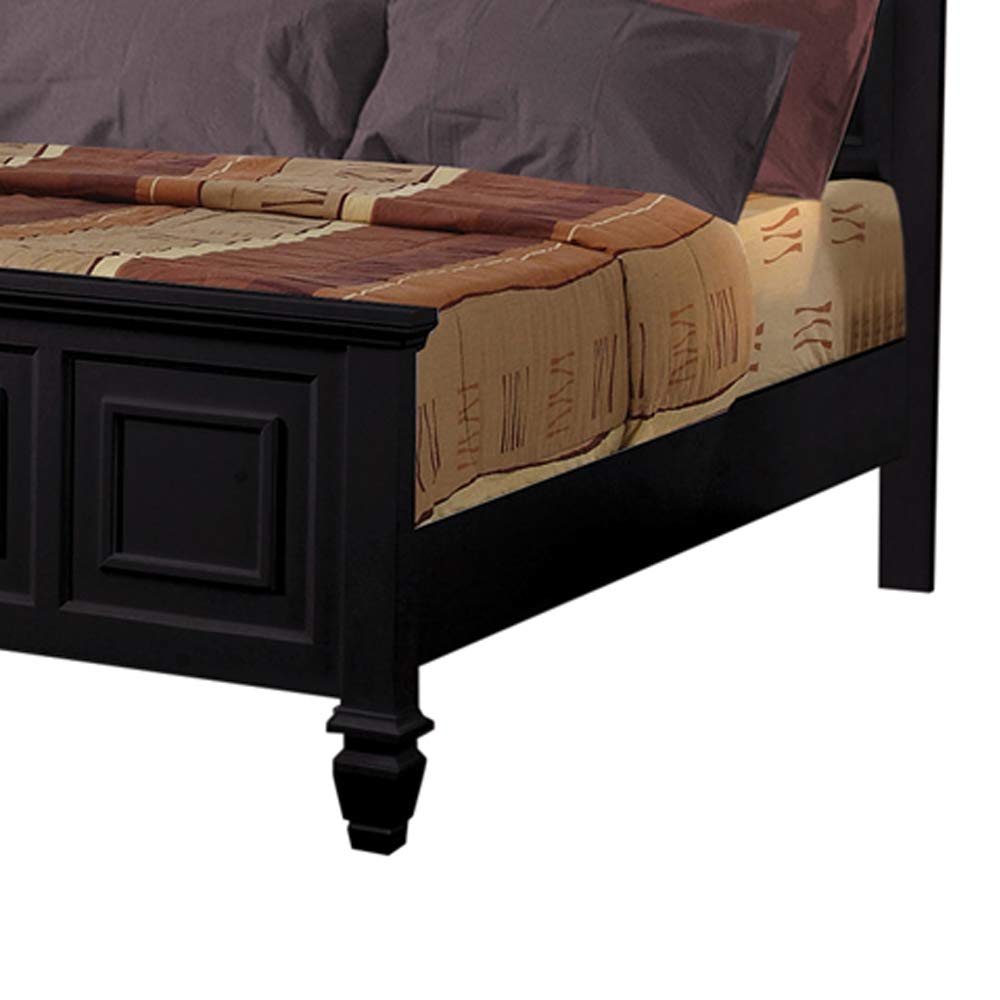 Benjara Panel Design High Headboard Queen Size Bed with Molded Details - Black Upholstered Bed Frame for Luxurious Bedroom Decor | Perfect for Master Bedrooms & Guest Rooms