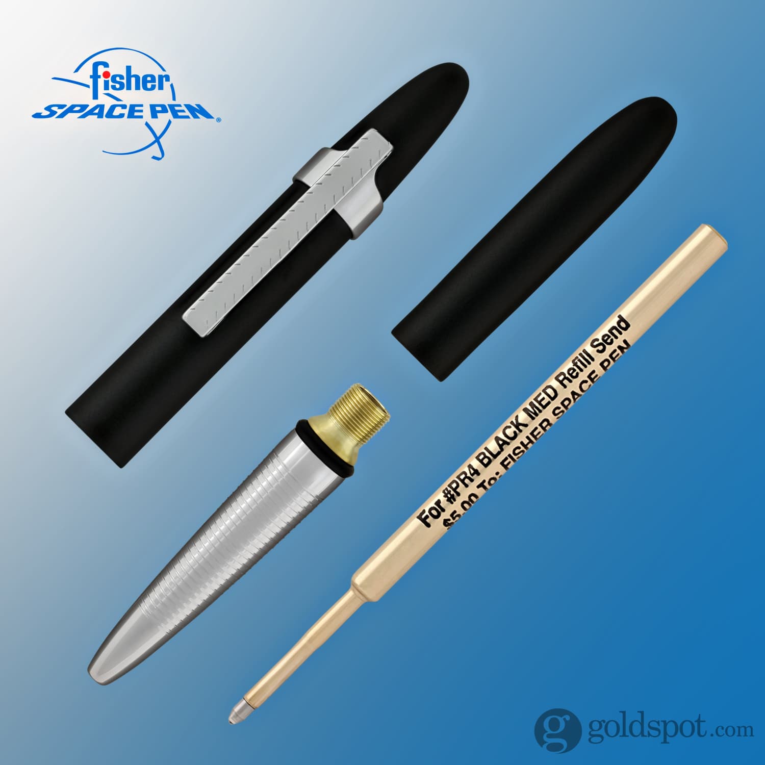Fisher Space Pen Bullet Ballpoint Pen - Chrome & Matte Black - Compact, Refillable, Pressurized Ink for Writing in Any Condition - Perfect for Outdoor, Travel, and Everyday Carry (EDC)