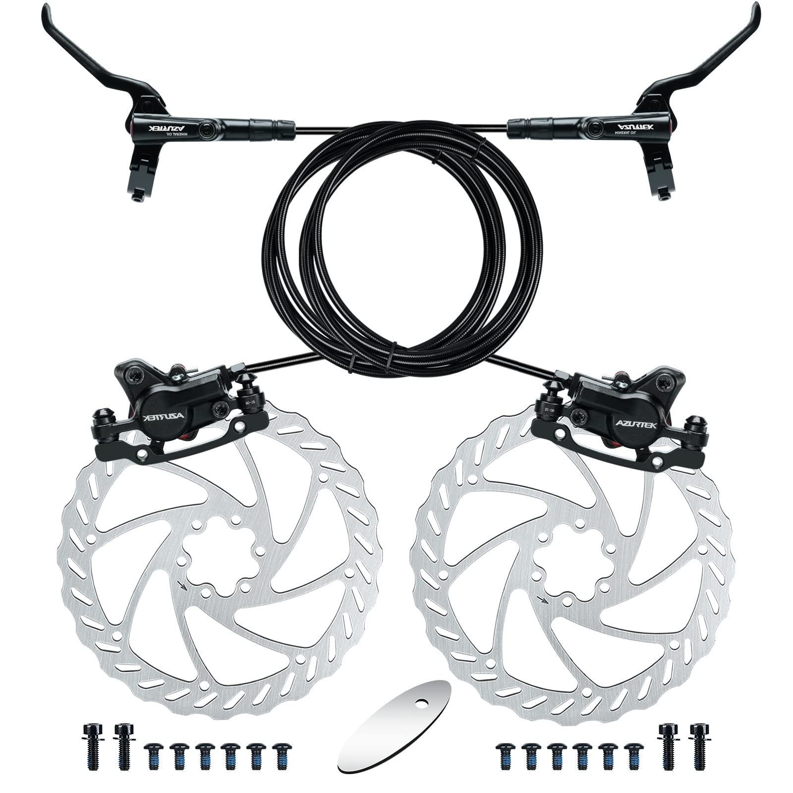 RUJOI Hydraulic Disc Brake Kit for Bikes - Aluminum Oil Pressure Caliper & Alloy Brake Lever with 160mm Rotor - Perfect for MTB, Ebike, Folding Bike, Scooter & Fat Bike - Ideal for Mountain Trails, Commuting & Off-Road Adventures