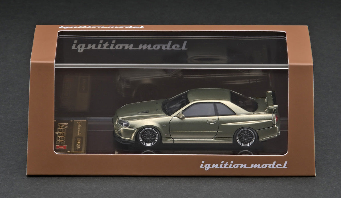 1/64 Nissan Skyline GT-R V-Spec II (R34) Diecast Model Car - Millennium Jade - Collectible Miniature Vehicle for Display, Racing Enthusiasts & Car Lovers