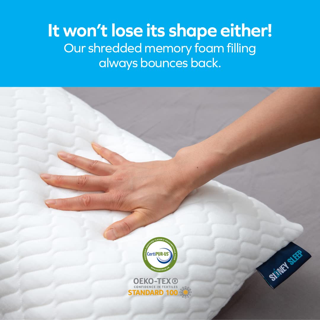 Sidney Sleep Mini Travel Neck Pillow for Knee, Back & Lumbar Support - 14x19 Inch Small Curved Pillow with Adjustable Loft - Washable & Portable with Drawstring Backpack - Perfect for Airplanes, Cars, Office & Home Use