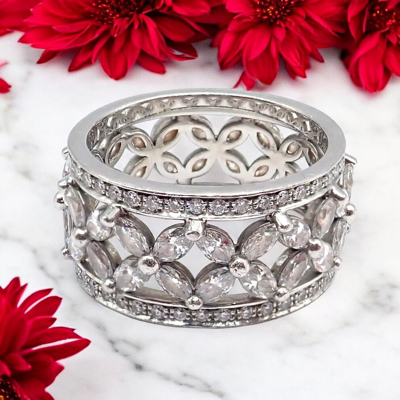 Authentic Tiffany & Co Platinum 2.34ctw Diamond Victoria Wide Band Ring Size 5.5 - Elegant Wedding, Anniversary & Special Occasion Jewelry Gift for Women
