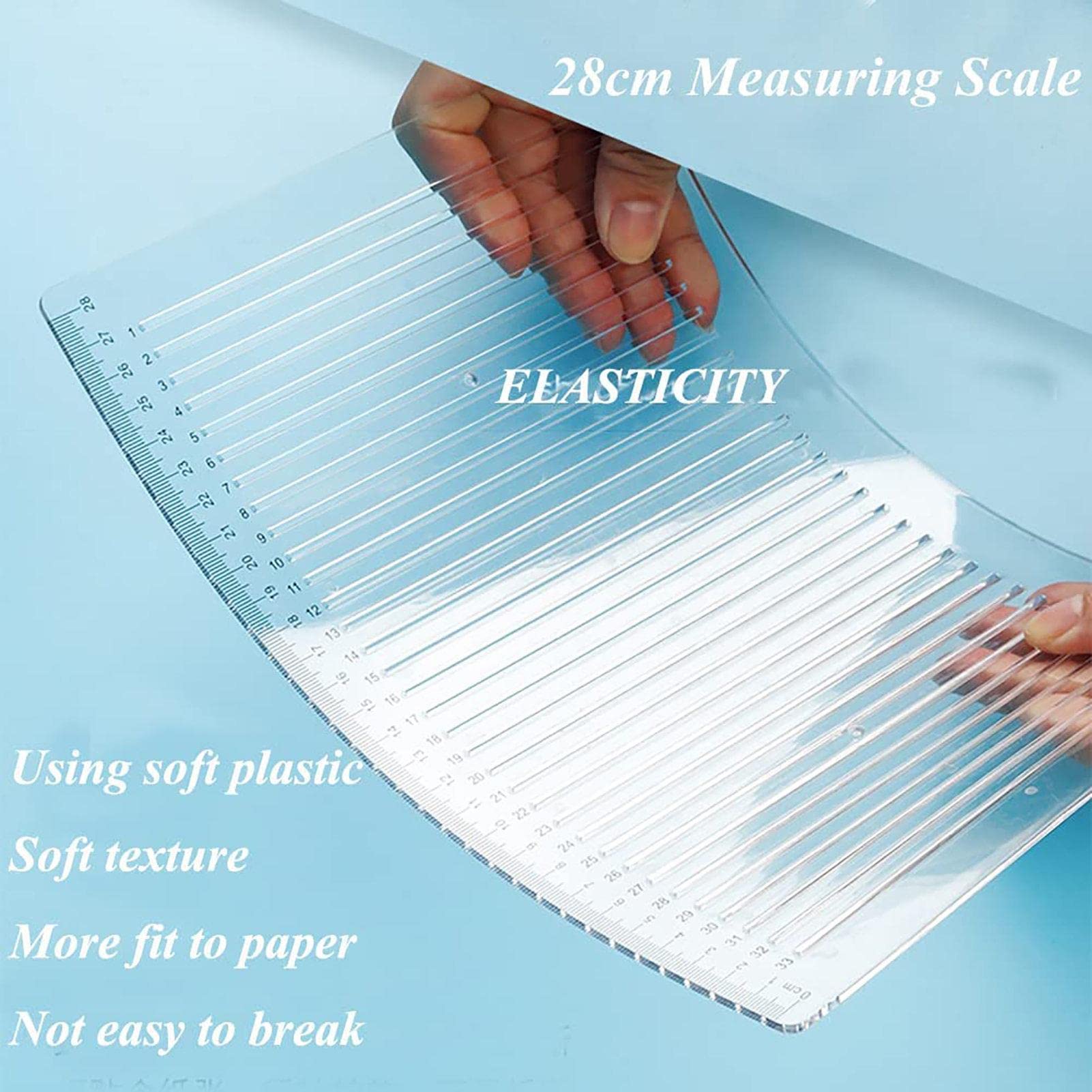 Straight Line Stencil Ruler - Geometry Template for Bullet Journaling, Drawing & Lettering | A4 Clear Plastic Writing Guide | Perfect for Scrapbooking, Calligraphy Practice & School Projects