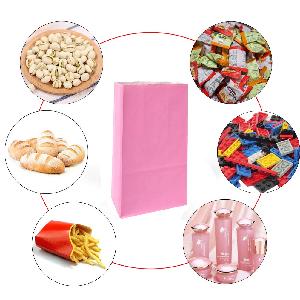Mini Pink Paper Bags - 24 Pack Small Party Favor Bags, 3.5