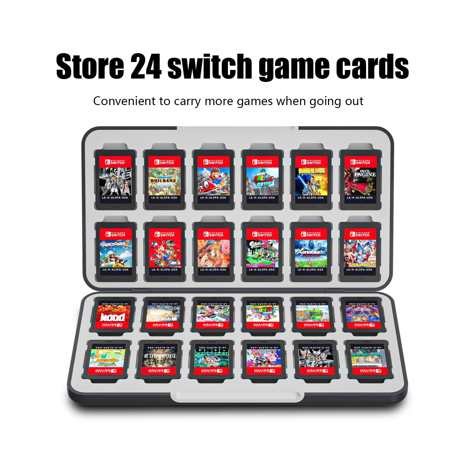 Nintendo Switch Game Case Holder 24 Slots - Switch OLED Game Storage Organizer with Rocket Theme - Perfect for Travel, Home & Gaming Parties