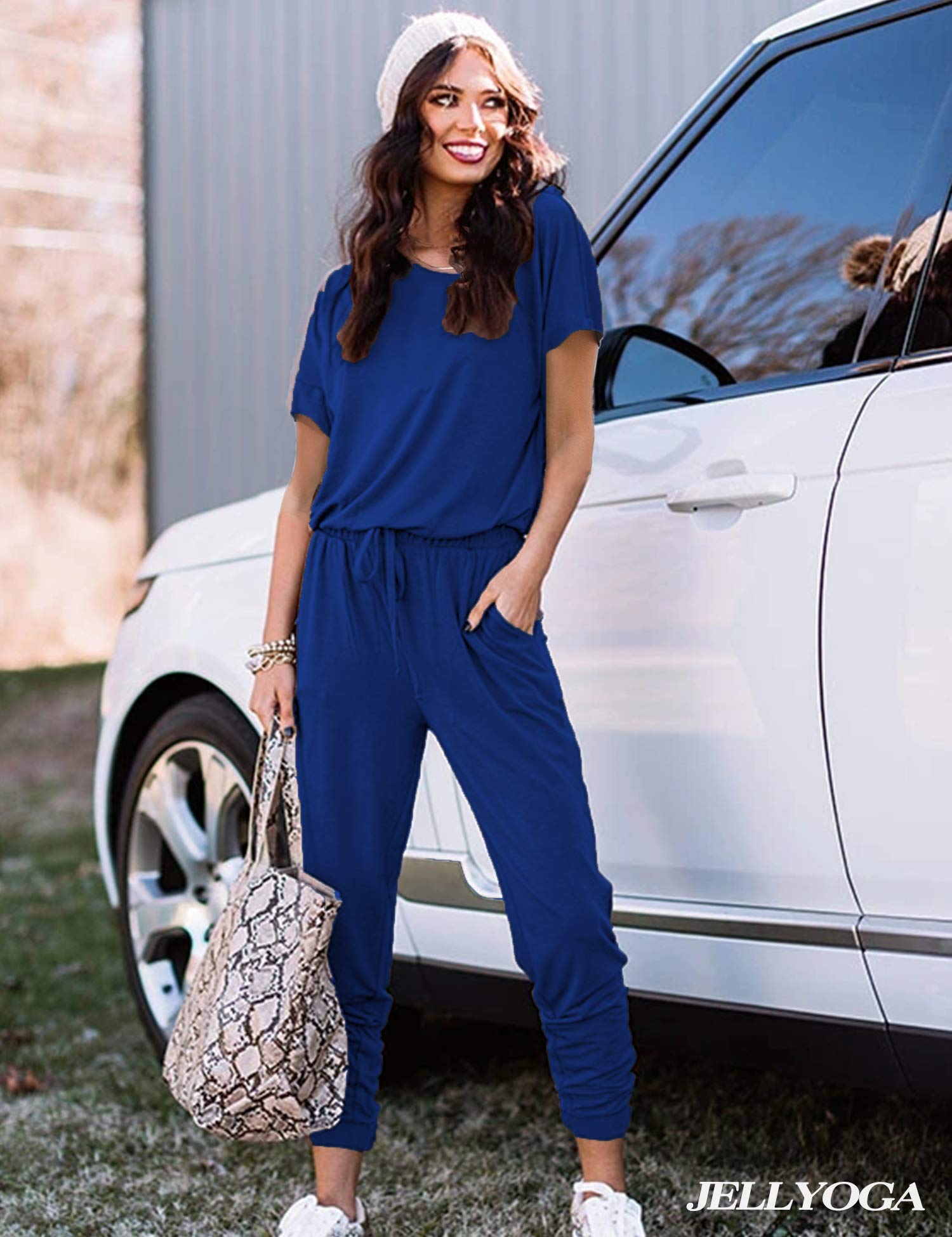 Women's 2-Piece Lounge Set - Short Sleeve & Pants for Home & Travel