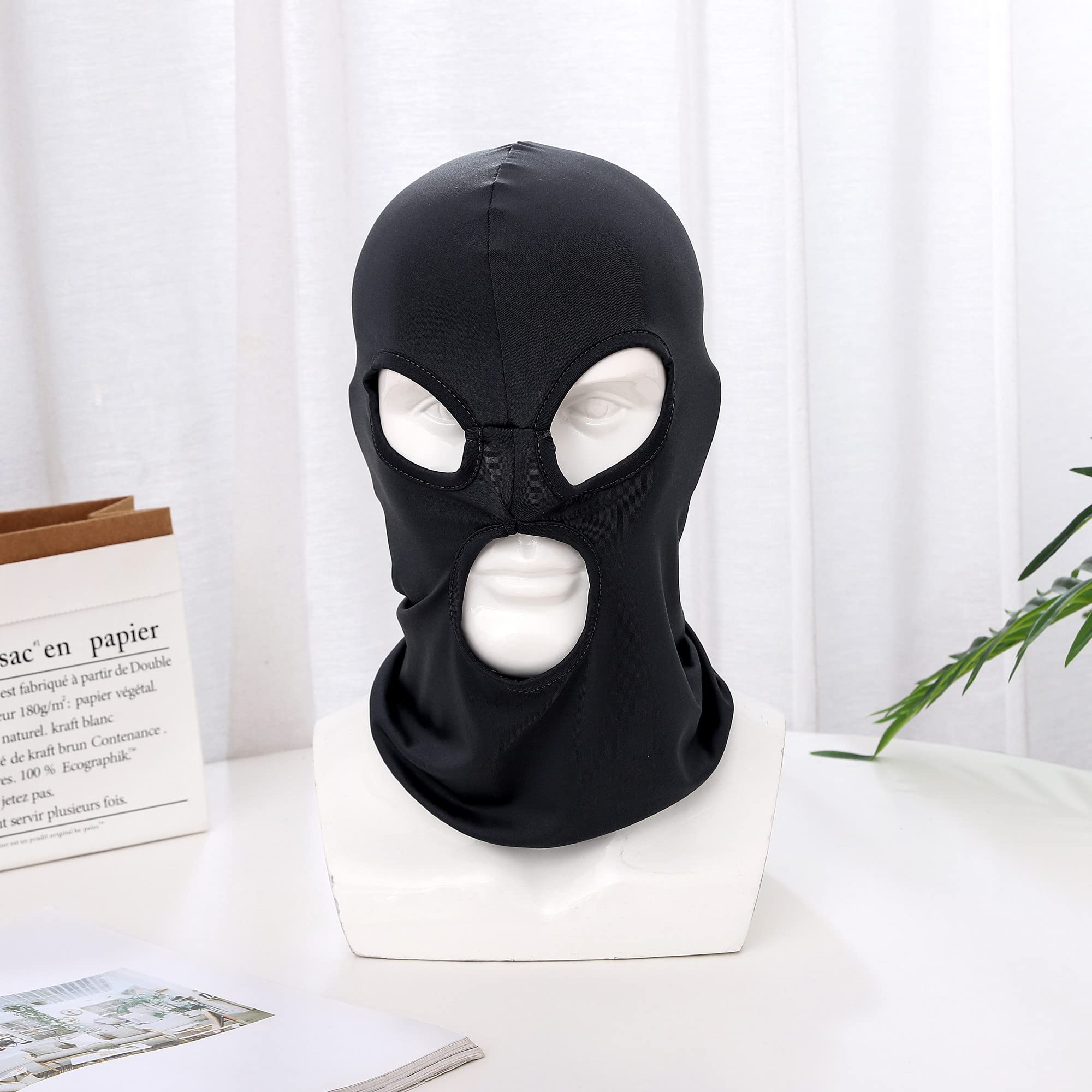 3 Hole Full Face Mask for Men & Women - Breathable Thin Balaclava for Motorcycle, Bike, Hunting, Cycling, Ski & Outdoor Sports - Stay Warm & Protected in Cold Weather