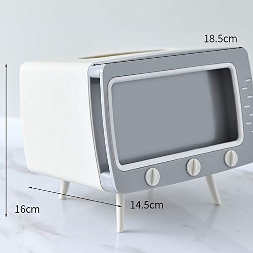 Creative TV-Shaped Tissue Box Cover - Multifunctional Napkin & Phone Holder, Facial Tissue Dispenser Organizer for Home & Office (White) - Perfect for Living Room, Bedroom, and Workspace Decor