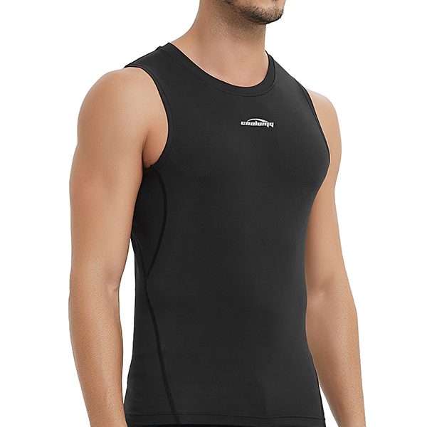 Men's Baselayer Compression Vest - Moisture Wicking, Breathable & Odor Resistant Workout Shirt (Black, SP517) - Ideal for Gym, Running & Outdoor Sports