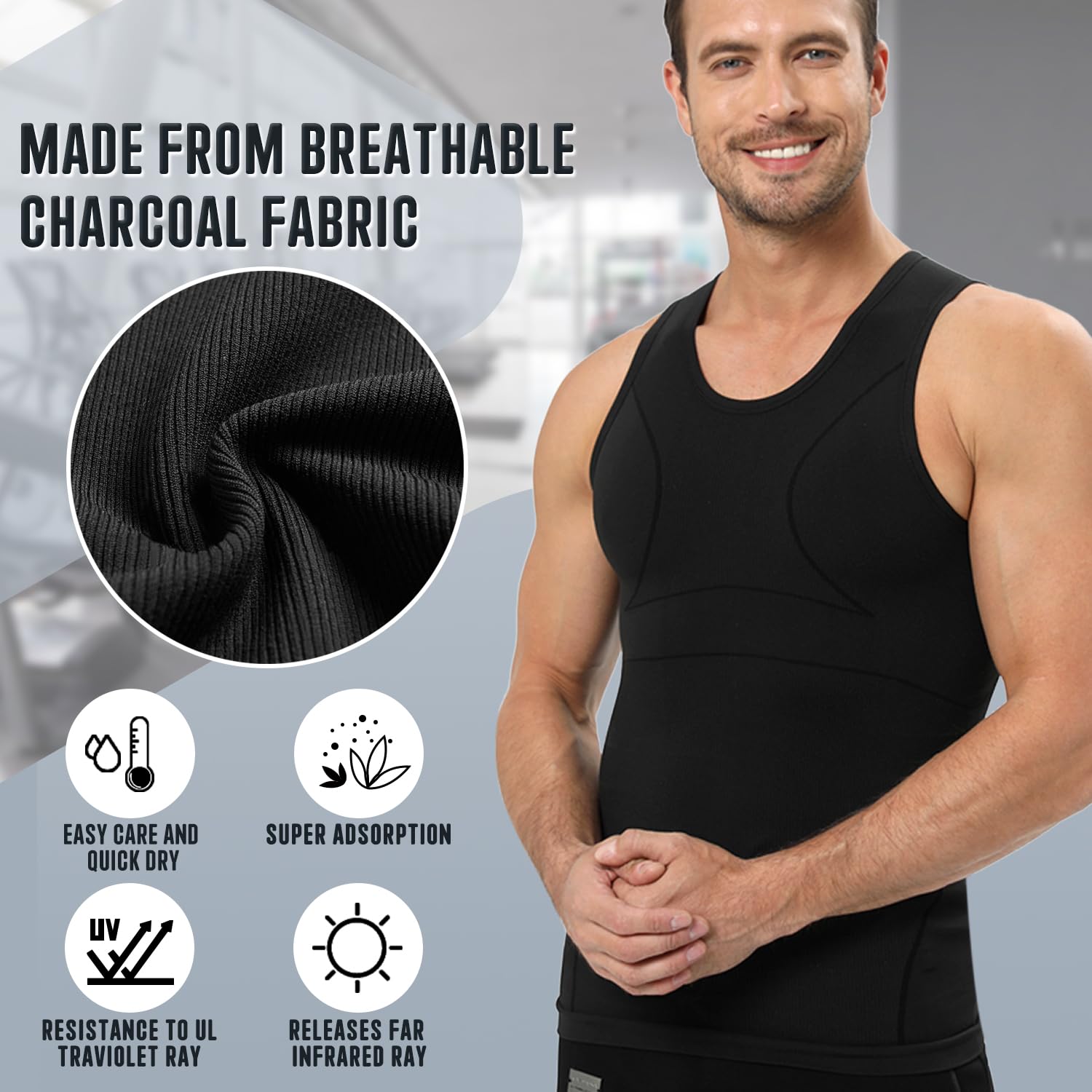Men's Gynecomastia Compression Shirt - Slimming Tank Top Undershirt & Body Shaper Vest for Post-Surgery, Workout & Everyday Comfort