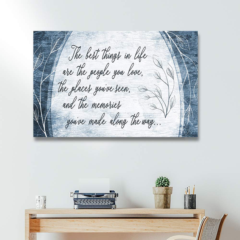 JUSTBR Inspirational Wall Art Motivational Quotes Poster - Office, Living Room, Bedroom & Bathroom Decor - Blue Aesthetic Canvas Print Framed Picture (36x24 Inches) Ready to Hang - Perfect for Home, Workspace & Gift Giving