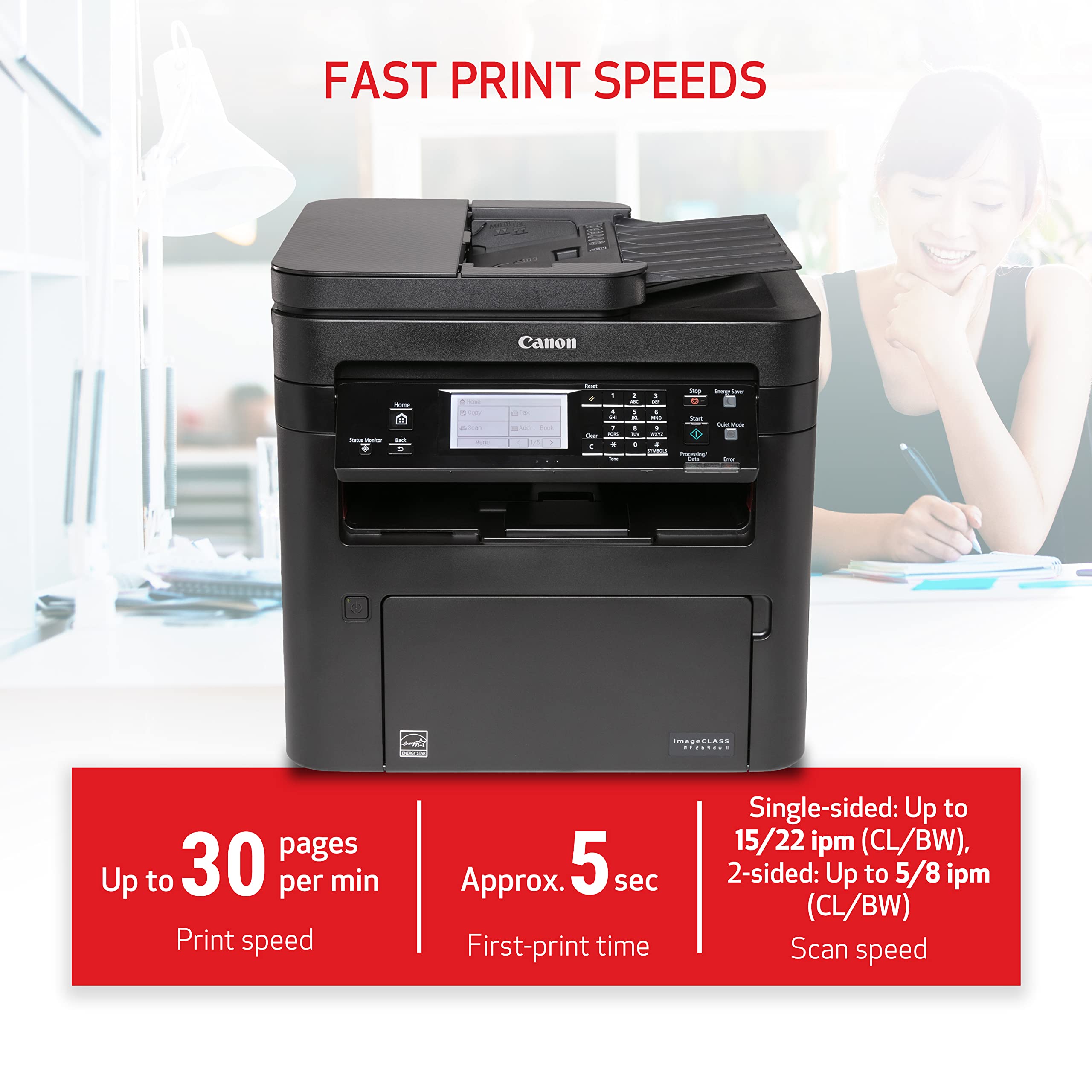 Canon imageCLASS MF269dw II VP Wireless Monochrome Laser Printer - All-in-One with Scanner, Copier & Fax | 30 PPM, Auto Document Feeder, Mobile Printing | Includes 2 High-Capacity Toners | Perfect for Home Office & Small Business Productivity