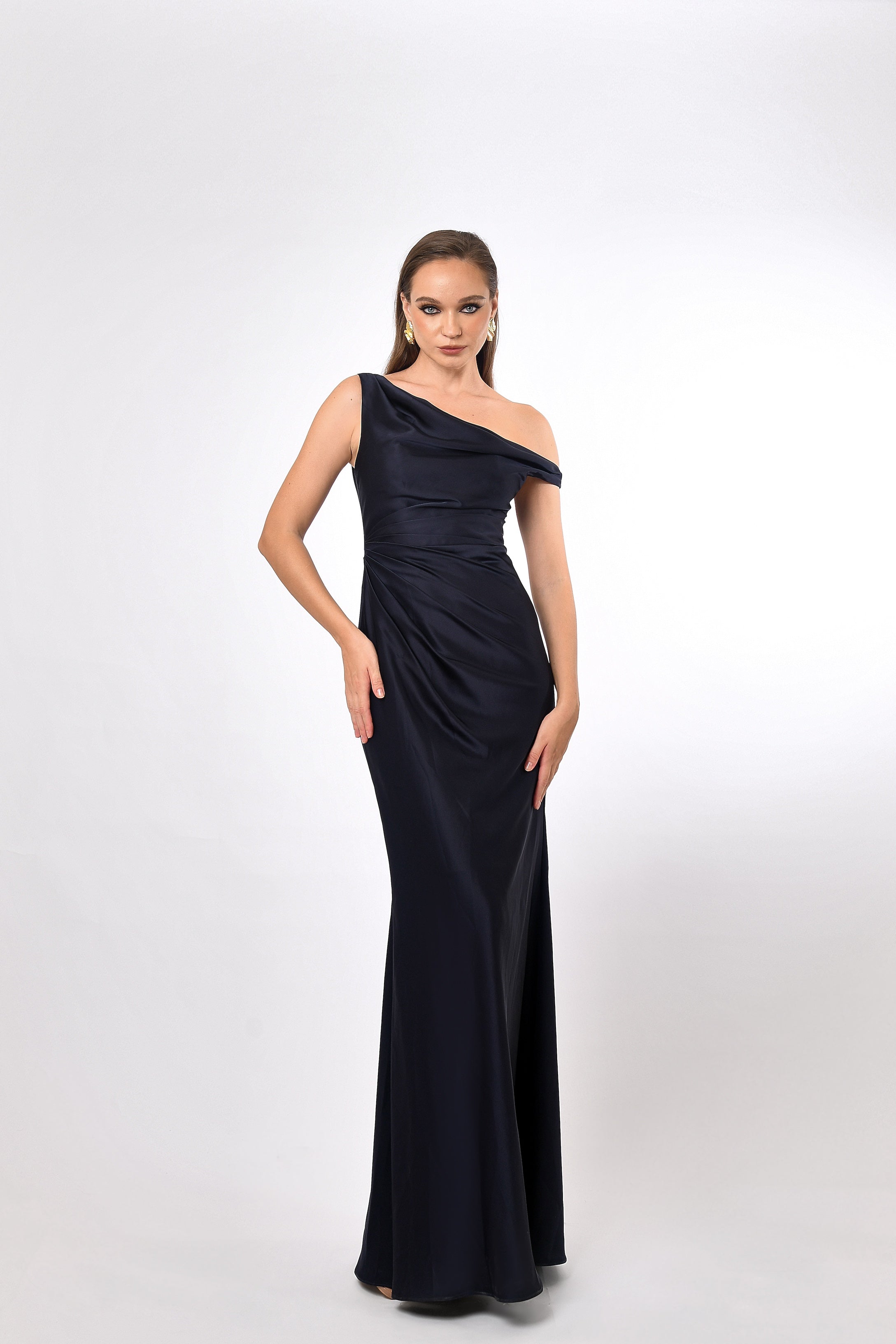 Eliya Elegant One Shoulder Drape Maxi Dress for Women - Formal Evening Gown, Wedding Guest Dress, Prom Night & Special Occasions