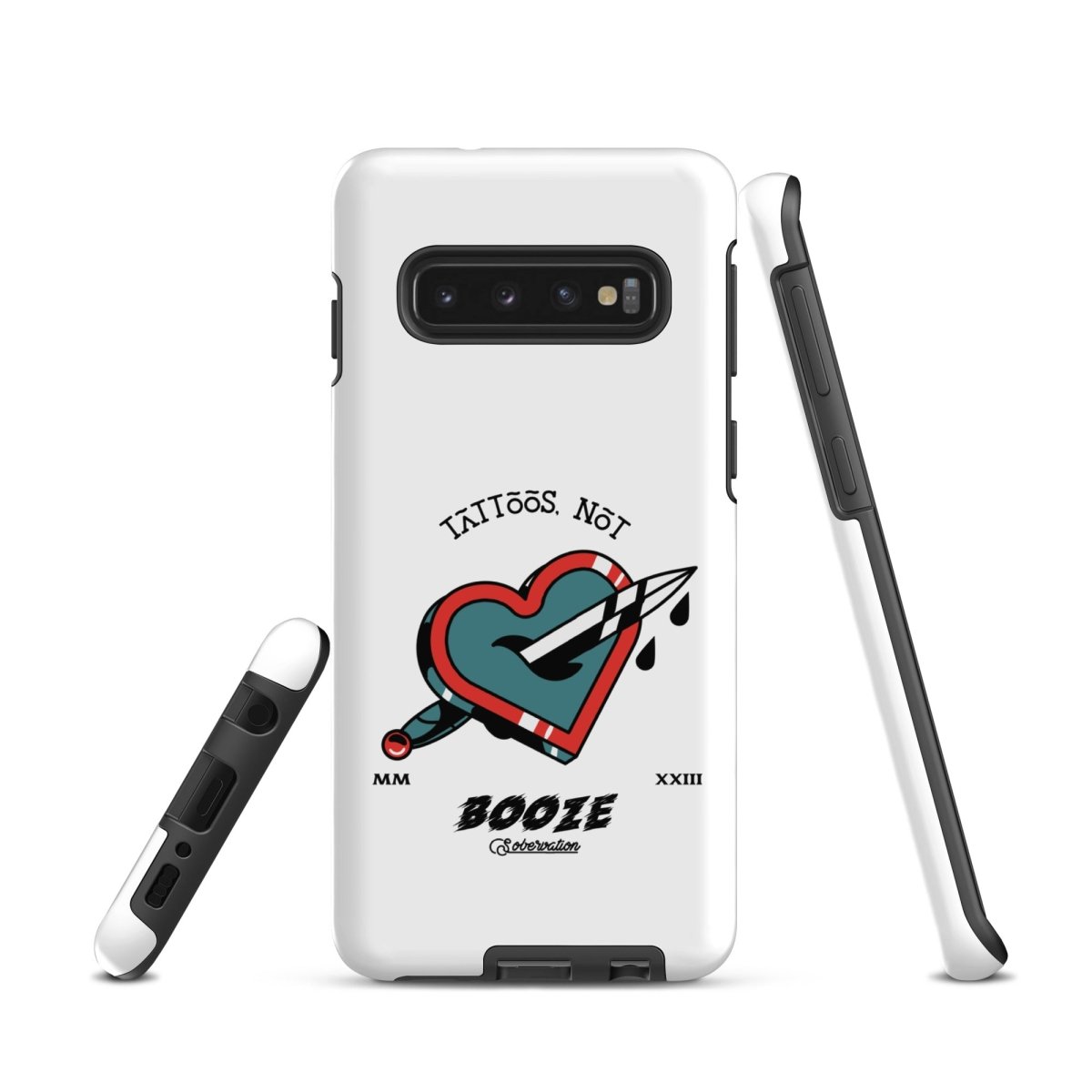 Tattoos Not Booze Heart Design Samsung Tough Phone Case - Durable Protective Cover for Galaxy S23/S22/S21 - Perfect for Tattoo Lovers & Nightlife