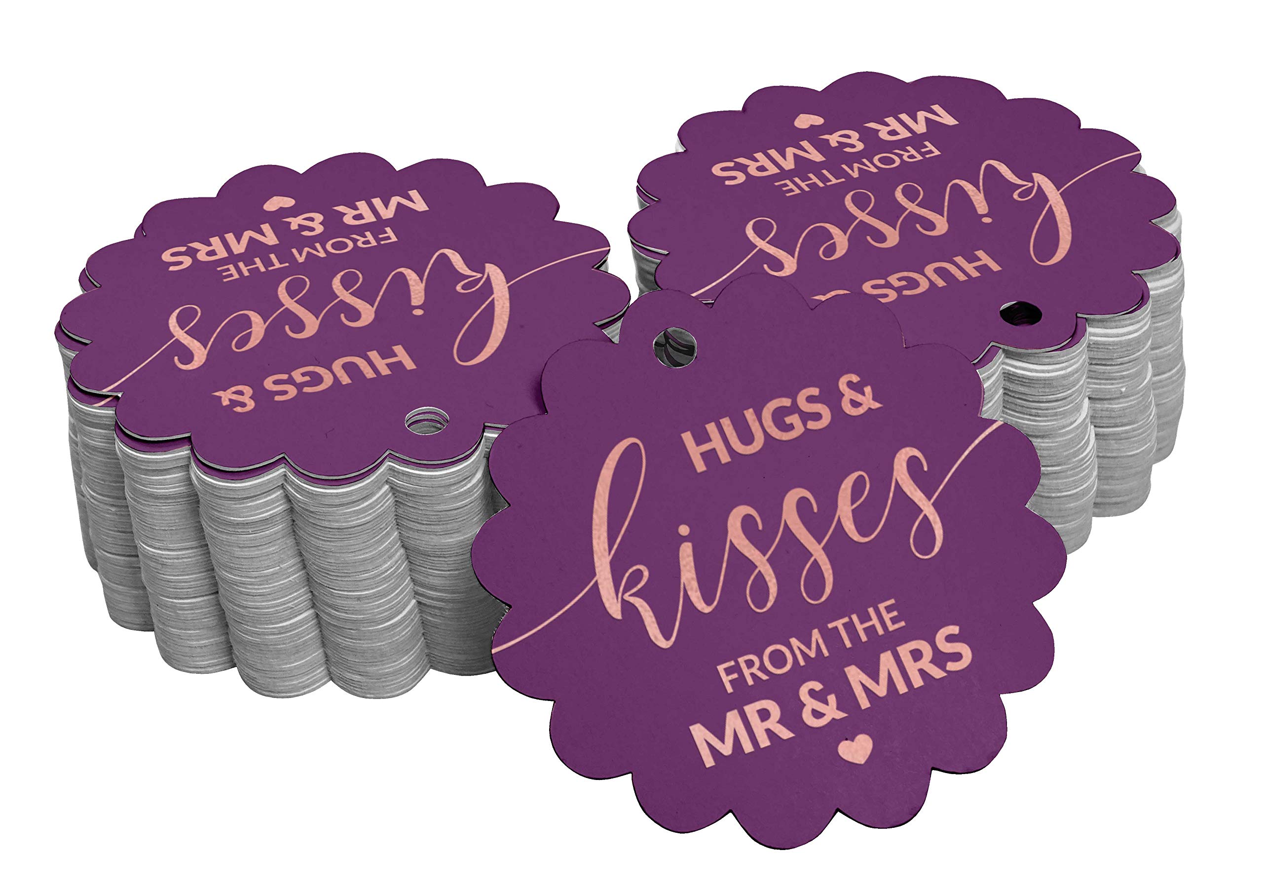 50 Pack Rose Gold Foil Paper Tags for Wedding Favors - Elegant 