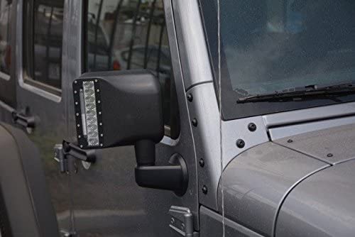 DV8 Offroad Mirror Cover with LED Auxiliary Lights & Turn Signals for 2007-2018 Jeep Wrangler JK - Replacement Pair (BCM27W3W) - Off-Road Adventure & Night Driving Safety Upgrade