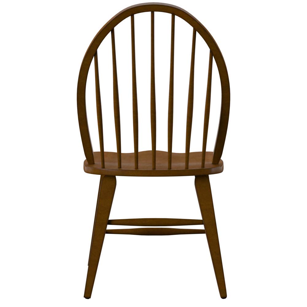 Liberty Furniture Industries Hearthstone Windsor Back Side Chair - Solid Wood Dining Chair with Comfortable Cushioned Seat, Brown - Perfect for Kitchen, Dining Room, and Breakfast Nook
