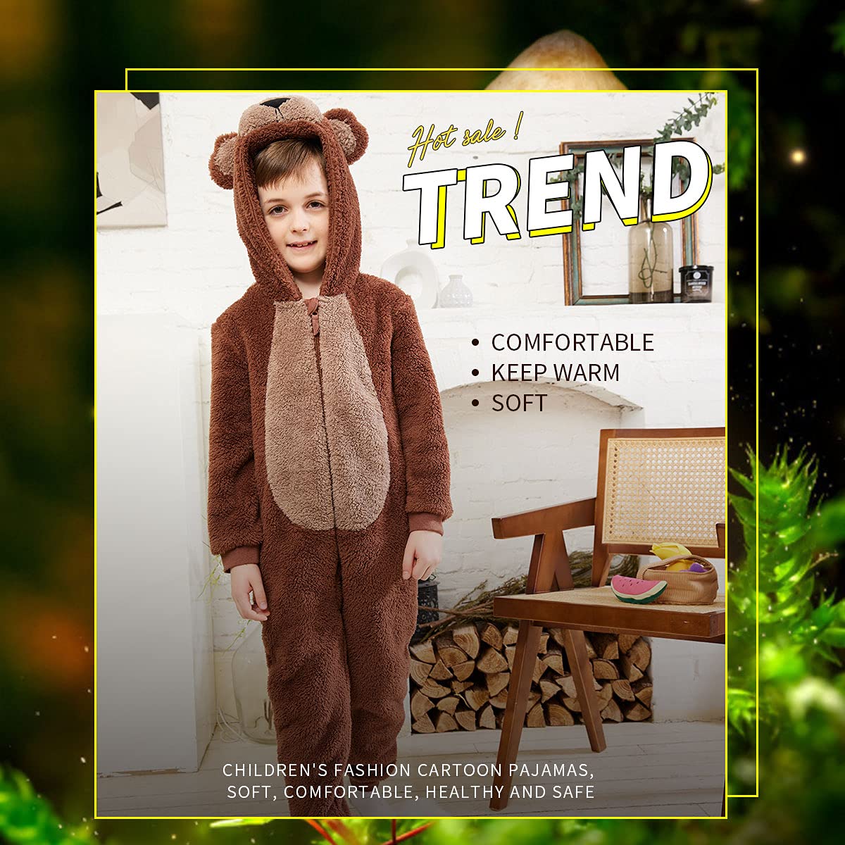 Cozy Kids Flannel Brown Bear Costume Onesie Pajamas - Snug Fit Animal Sleepwear for Boys & Girls | Perfect for Halloween, Christmas Gifts & Family Pajama Parties